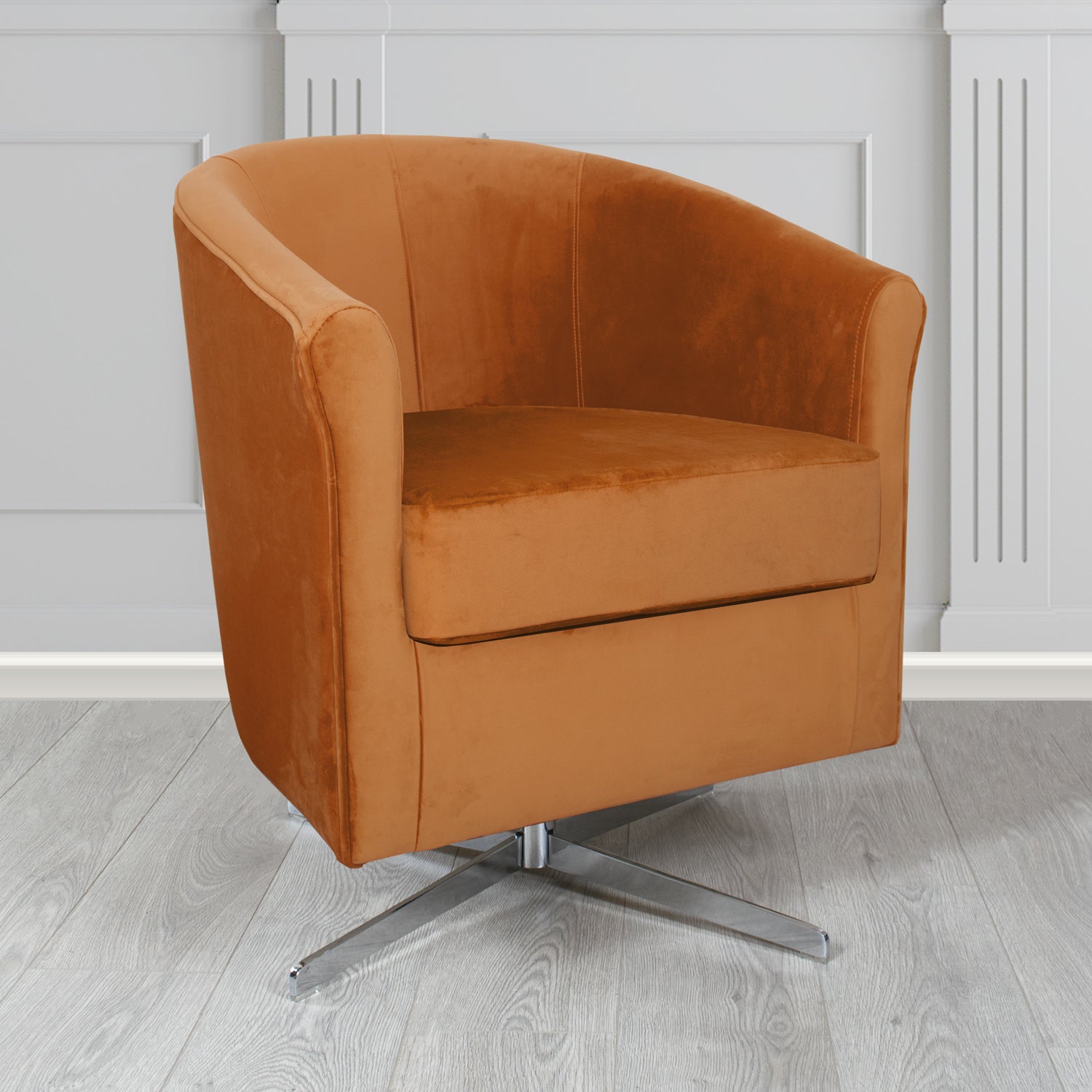 Cannes Swivel Tub Chair in Zinc Textile Z Suede Crib 5 Faux Suede Fabric