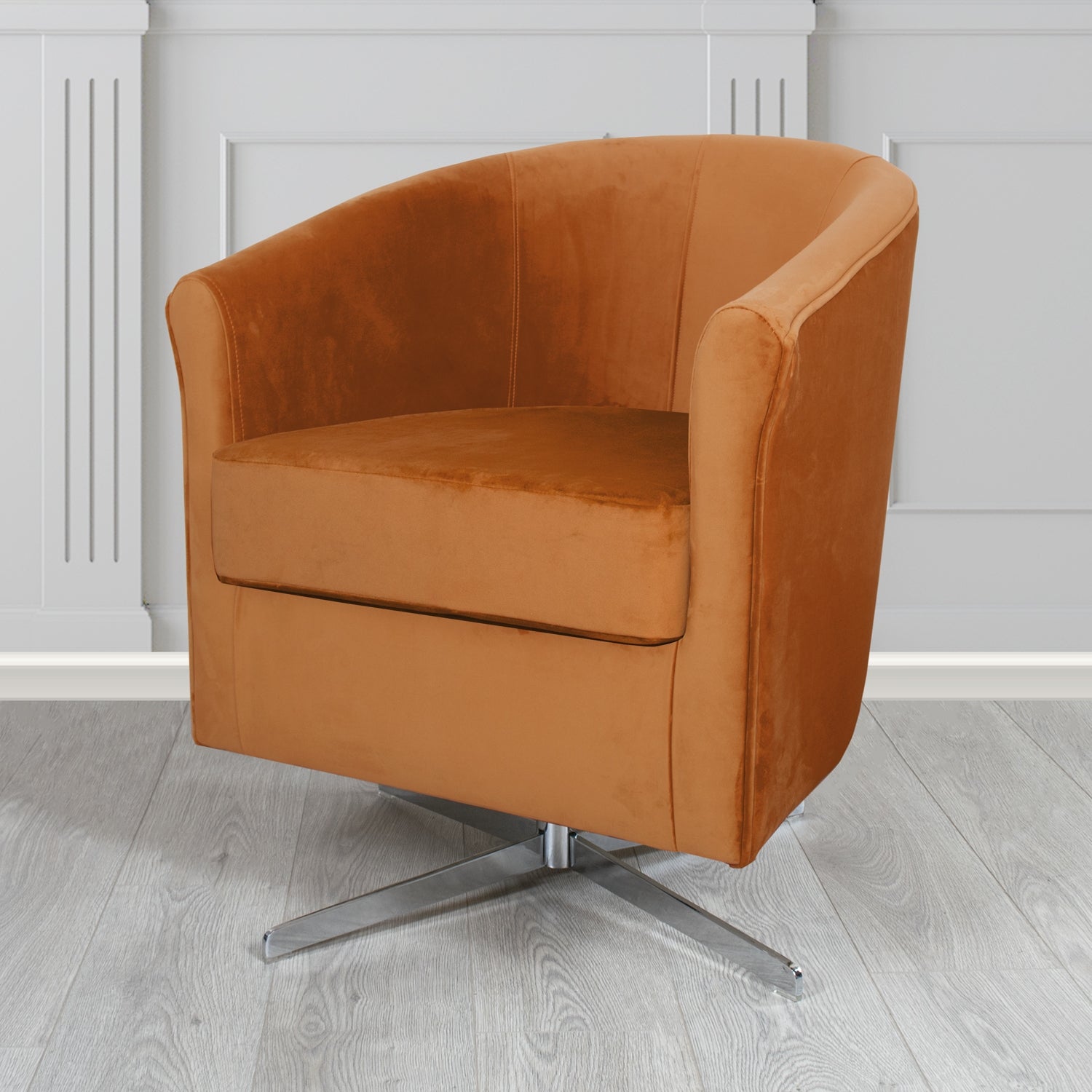 Cannes Swivel Tub Chair in Zinc Textile Z Suede Crib 5 Faux Suede Fabric