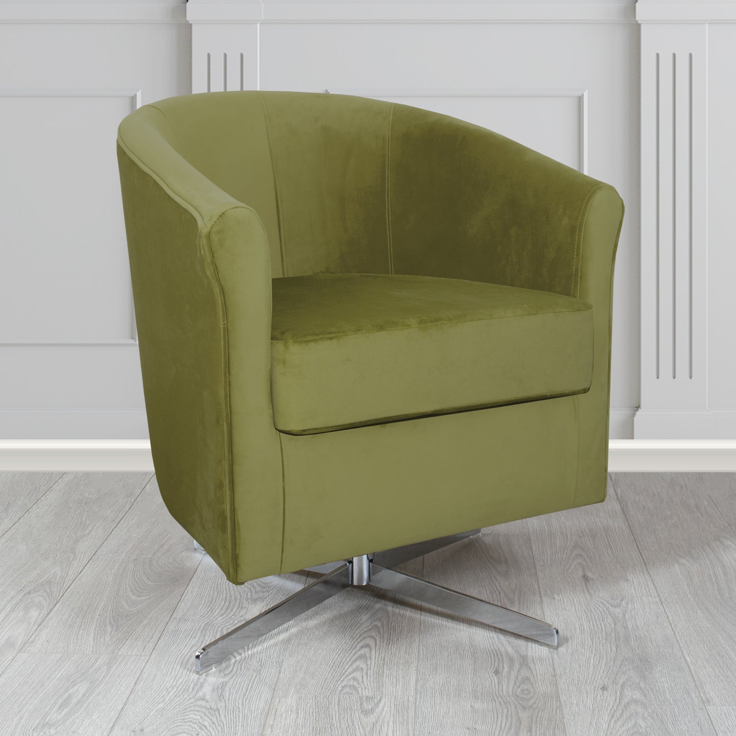 Cannes Swivel Tub Chair in Zinc Textile Z Suede Crib 5 Faux Suede Fabric