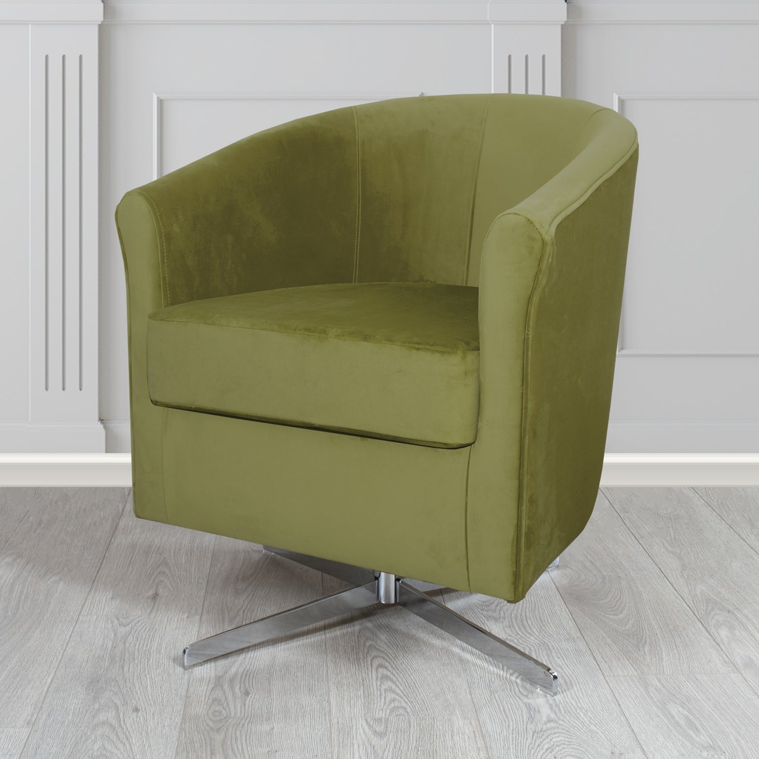 Cannes Swivel Tub Chair in Zinc Textile Z Suede Crib 5 Faux Suede Fabric