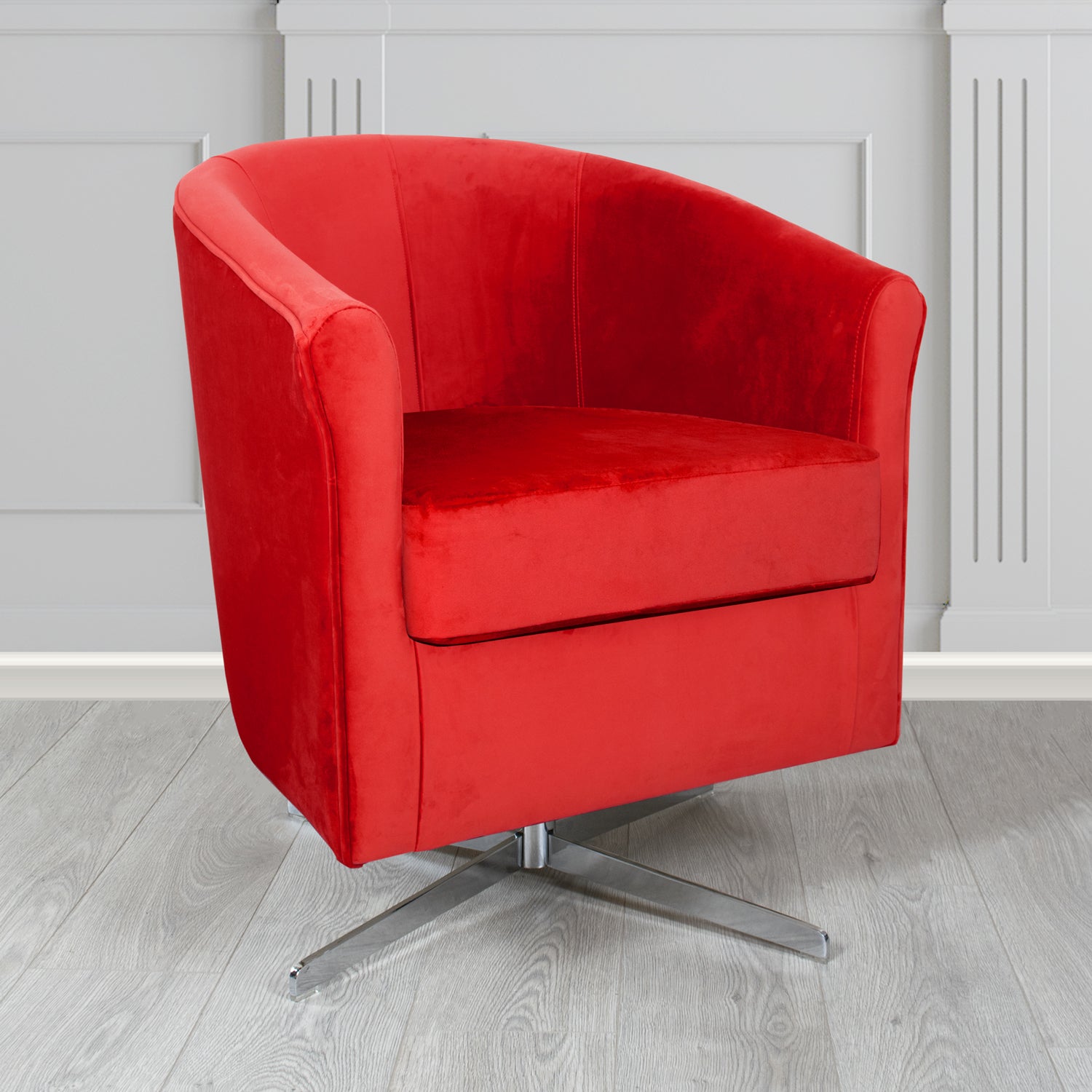 Cannes Swivel Tub Chair in Zinc Textile Z Suede Crib 5 Faux Suede Fabric