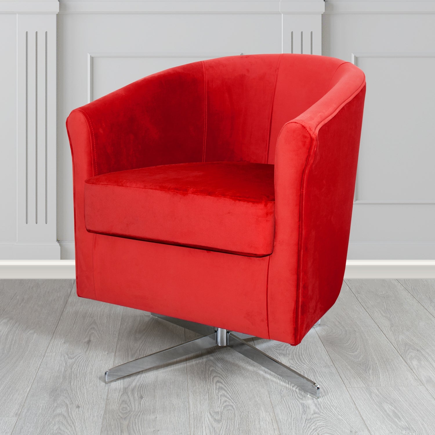 Cannes Swivel Tub Chair in Zinc Textile Z Suede Crib 5 Faux Suede Fabric