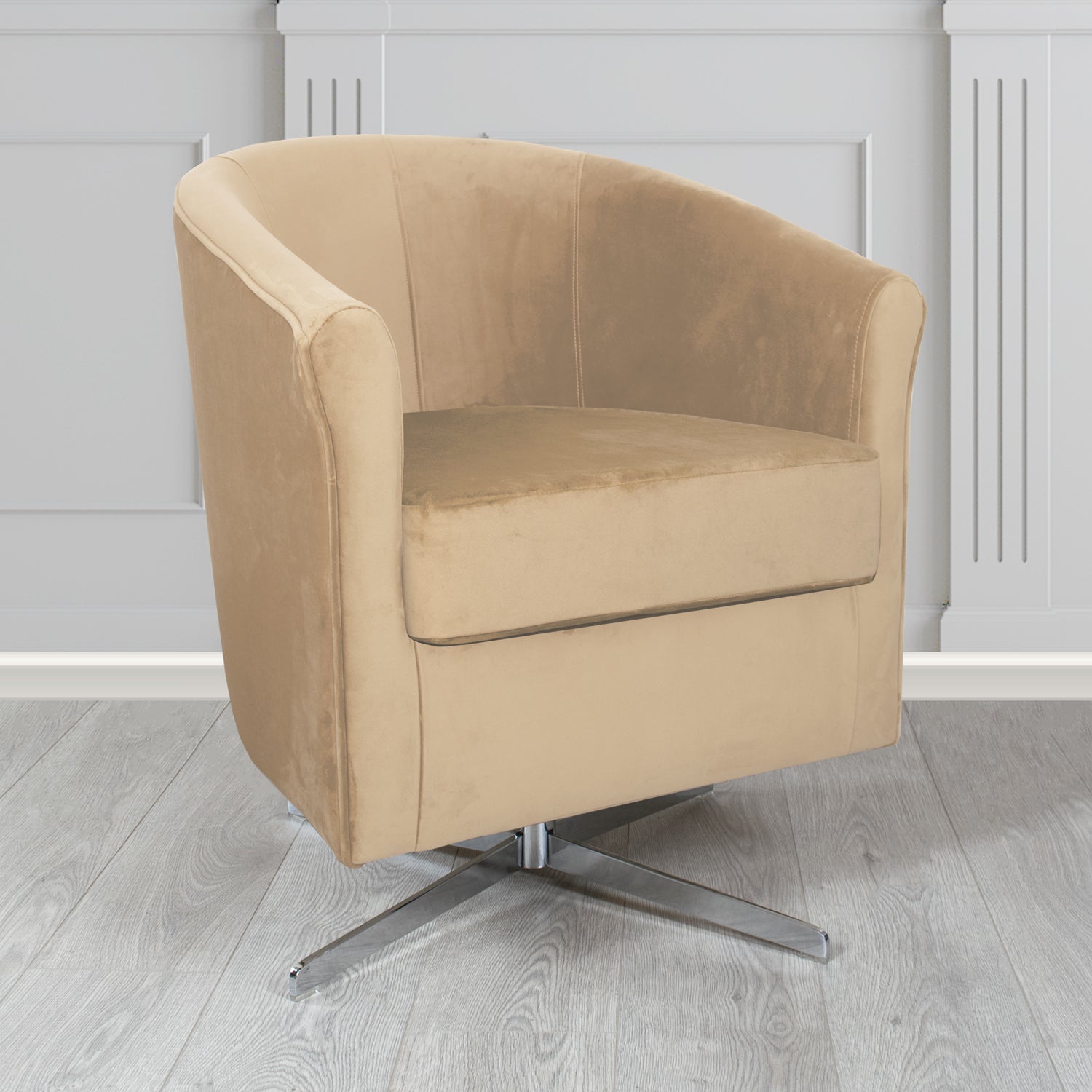 Cannes Swivel Tub Chair in Zinc Textile Z Suede Crib 5 Faux Suede Fabric