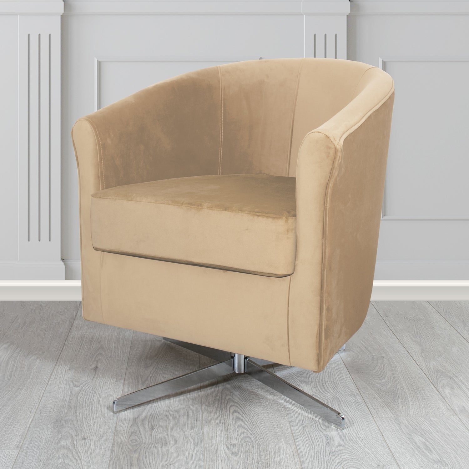 Cannes Swivel Tub Chair in Zinc Textile Z Suede Crib 5 Faux Suede Fabric