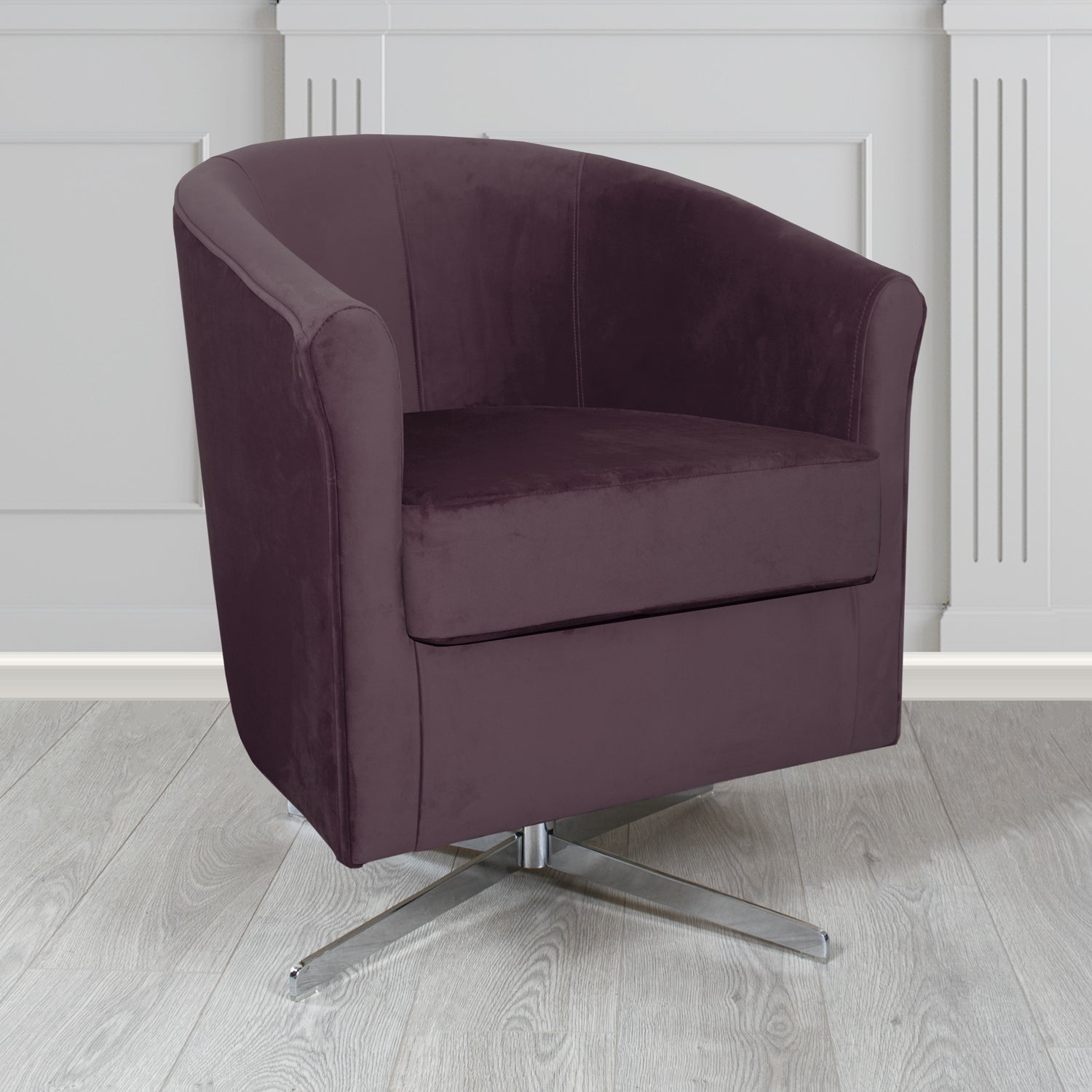 Cannes Swivel Tub Chair in Zinc Textile Z Suede Crib 5 Faux Suede Fabric