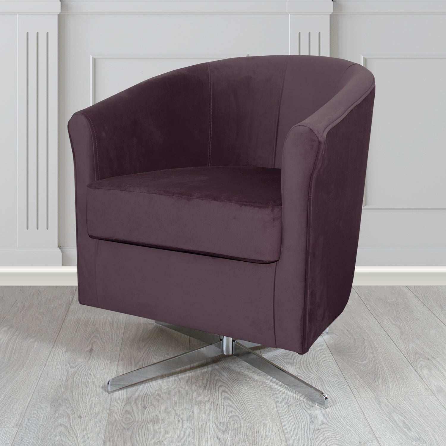 Cannes Swivel Tub Chair in Zinc Textile Z Suede Crib 5 Faux Suede Fabric