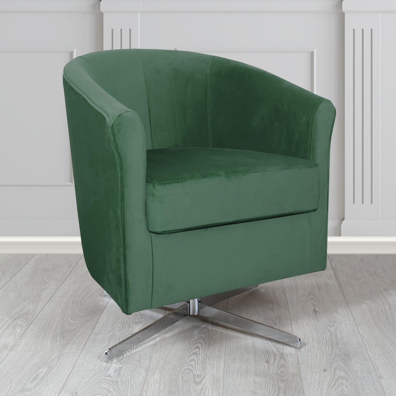 Cannes Swivel Tub Chair in Zinc Textile Z Suede Crib 5 Faux Suede Fabric