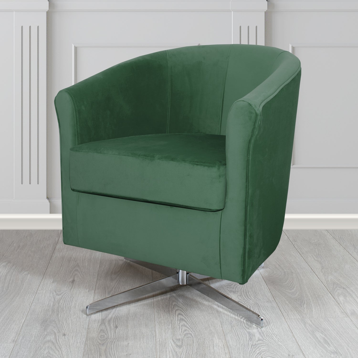 Cannes Swivel Tub Chair in Zinc Textile Z Suede Crib 5 Faux Suede Fabric