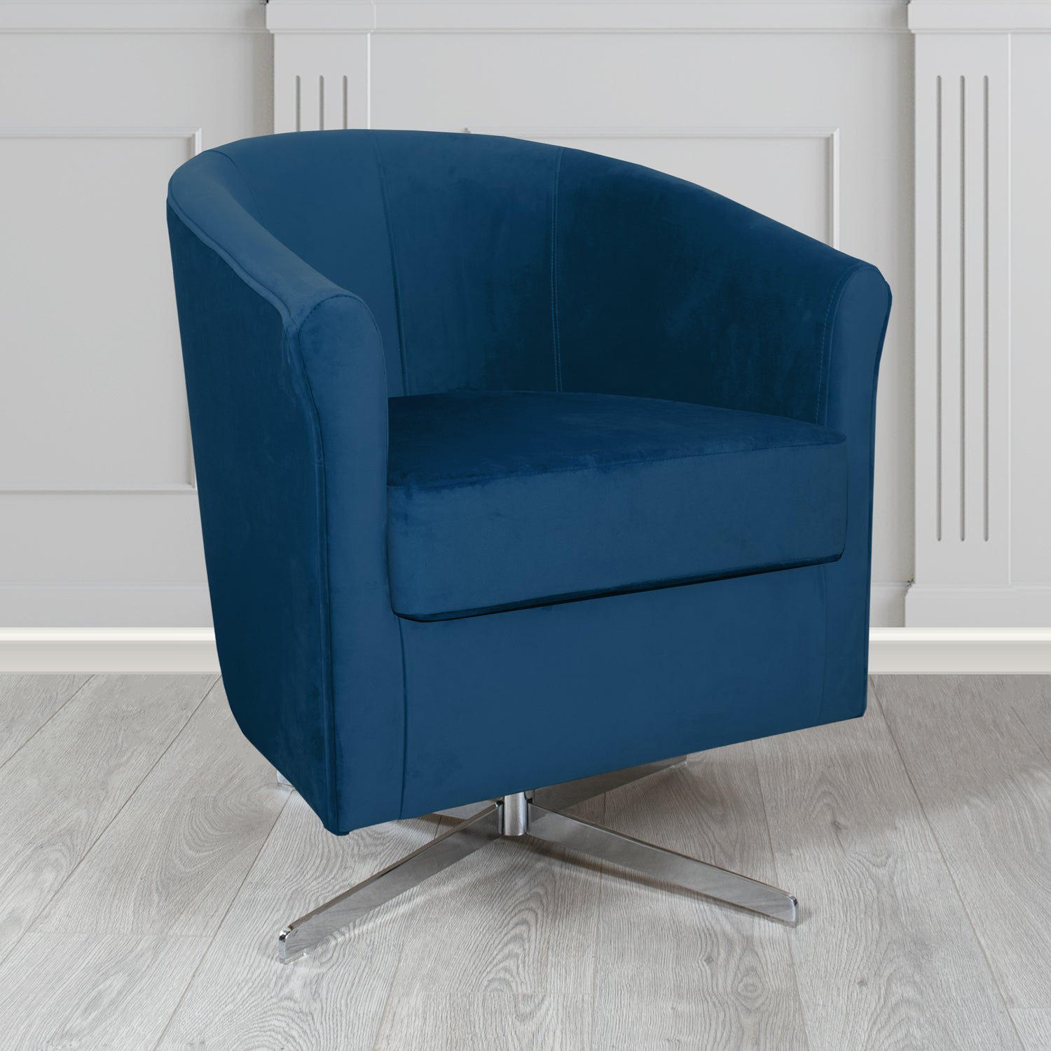 Cannes Swivel Tub Chair in Zinc Textile Z Suede Crib 5 Faux Suede Fabric