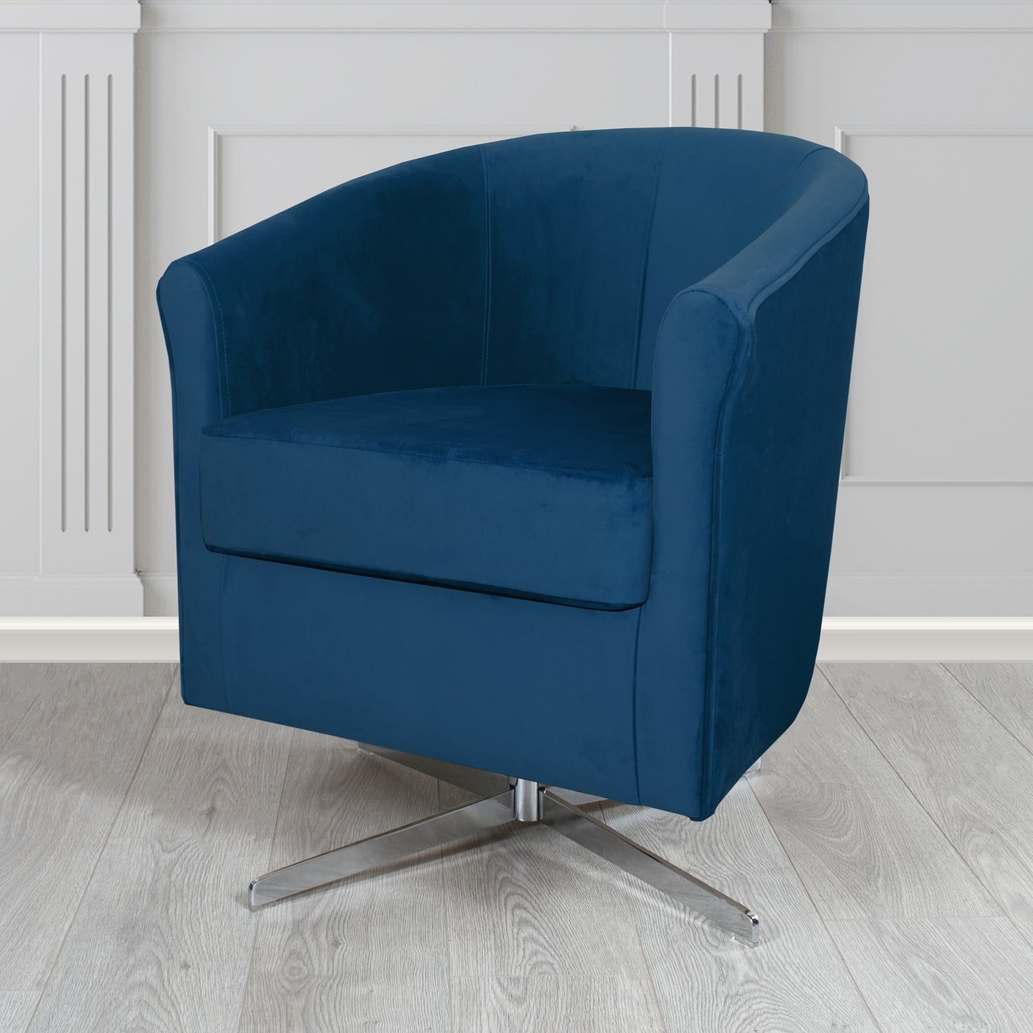 Cannes Swivel Tub Chair in Zinc Textile Z Suede Crib 5 Faux Suede Fabric