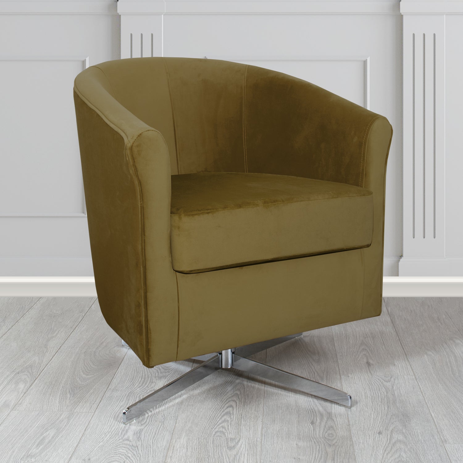 Cannes Swivel Tub Chair in Zinc Textile Z Suede Crib 5 Faux Suede Fabric