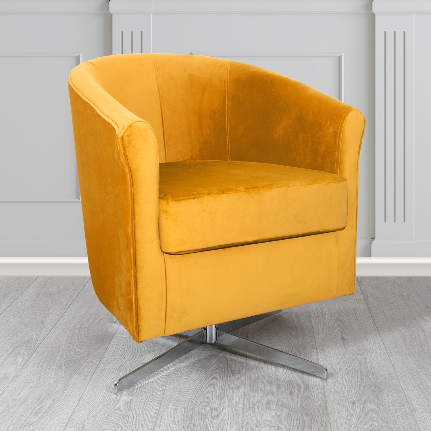Cannes Swivel Tub Chair in Zinc Textile Z Suede Crib 5 Faux Suede Fabric