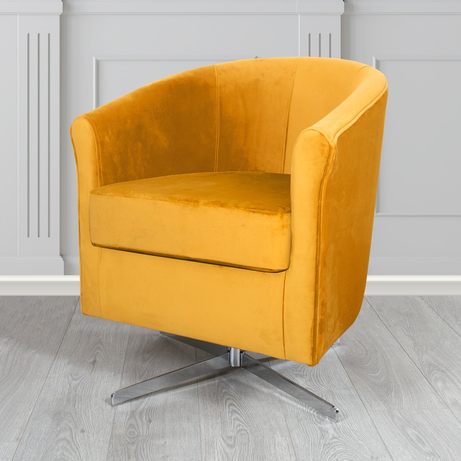 Cannes Swivel Tub Chair in Zinc Textile Z Suede Crib 5 Faux Suede Fabric