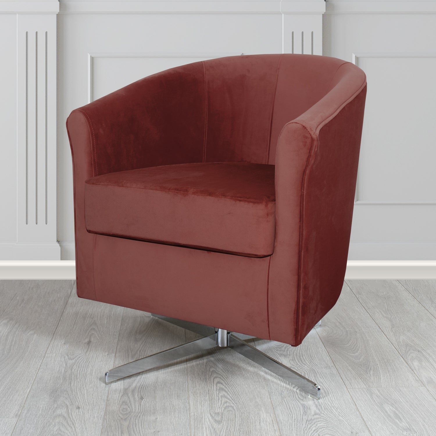 Cannes Swivel Tub Chair in Zinc Textile Z Suede Crib 5 Faux Suede Fabric