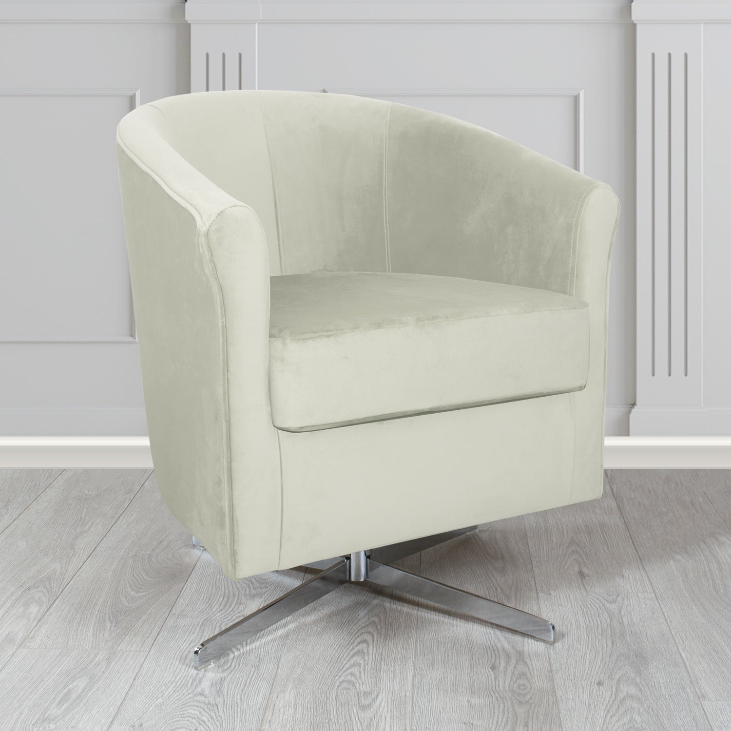 Cannes Swivel Tub Chair in Zinc Textile Z Suede Crib 5 Faux Suede Fabric