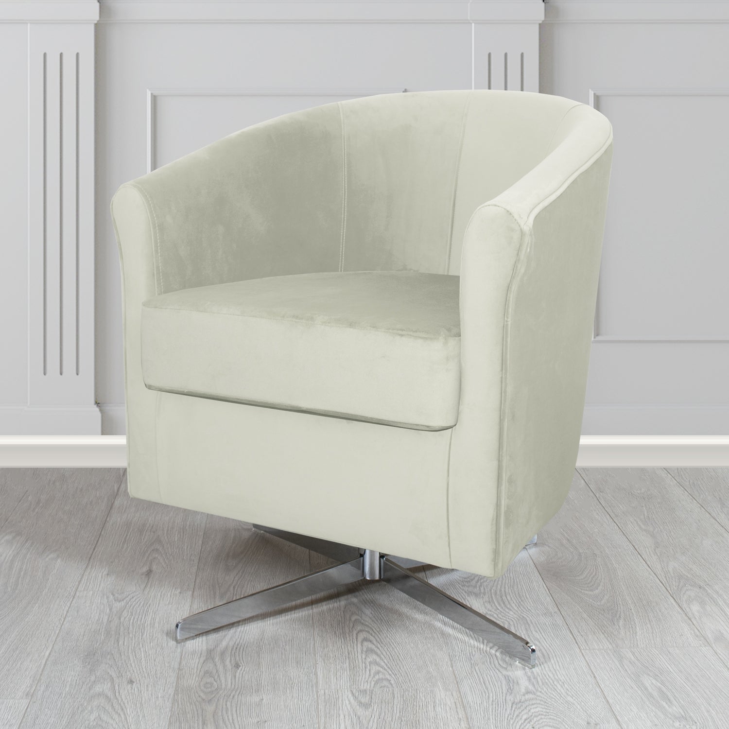 Cannes Swivel Tub Chair in Zinc Textile Z Suede Crib 5 Faux Suede Fabric