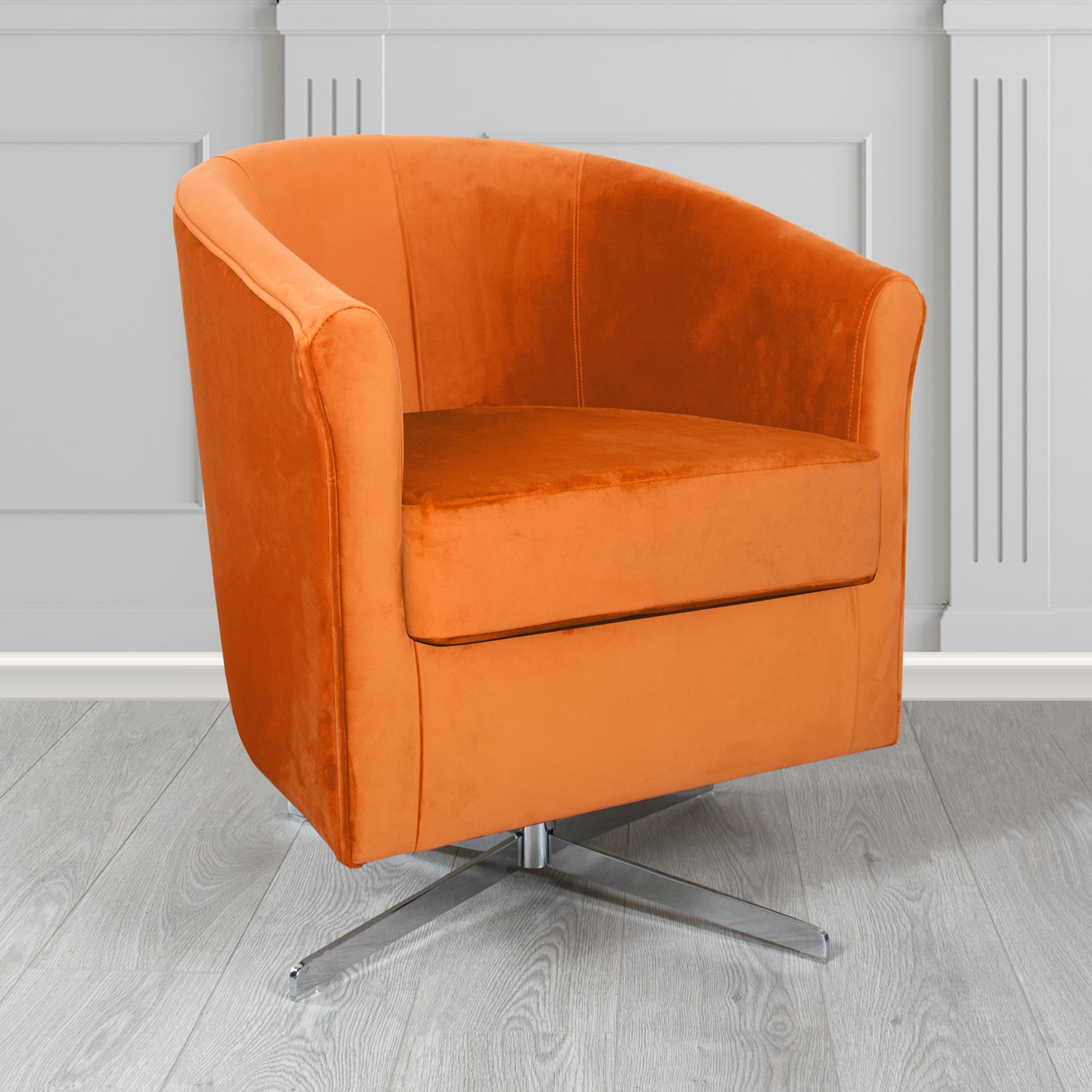 Cannes Swivel Tub Chair in Zinc Textile Z Suede Crib 5 Faux Suede Fabric