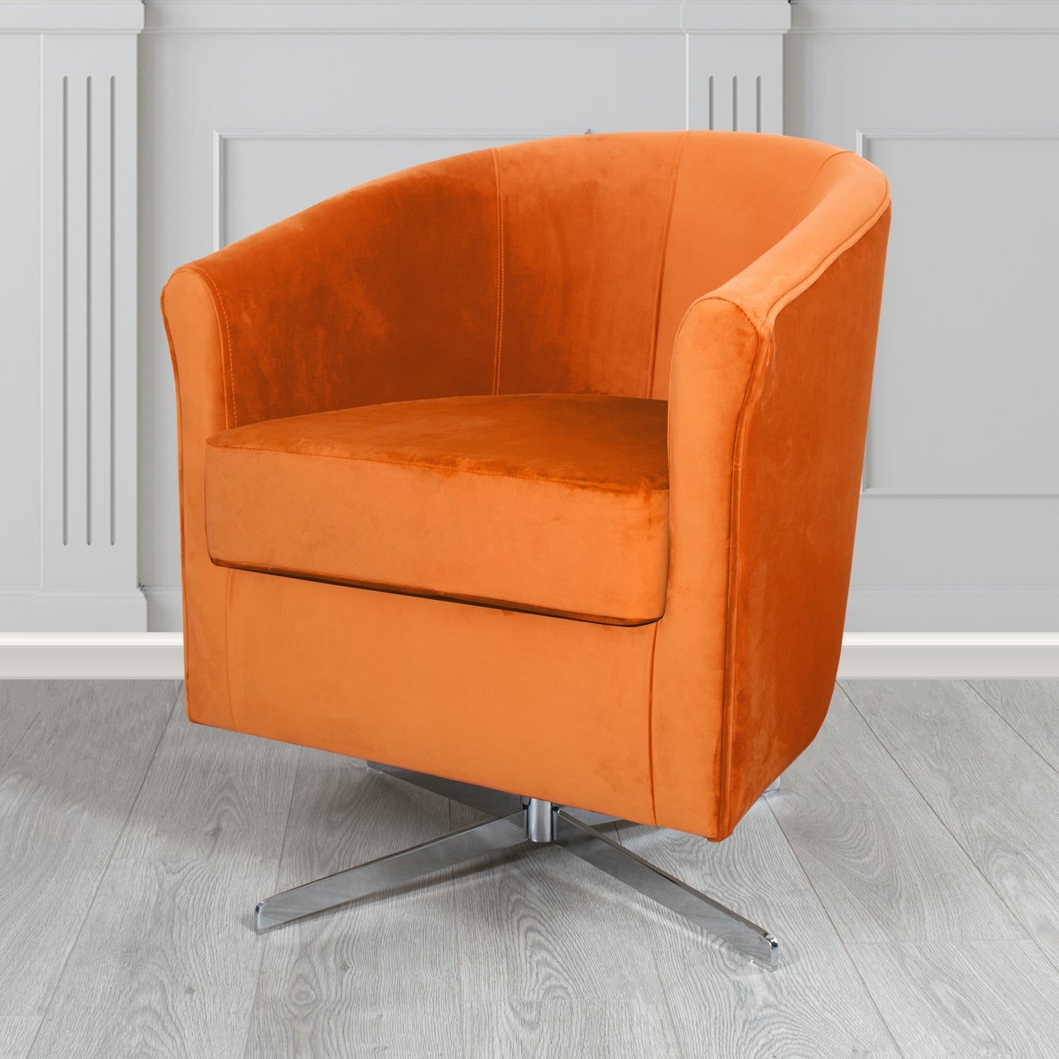 Cannes Swivel Tub Chair in Zinc Textile Z Suede Crib 5 Faux Suede Fabric
