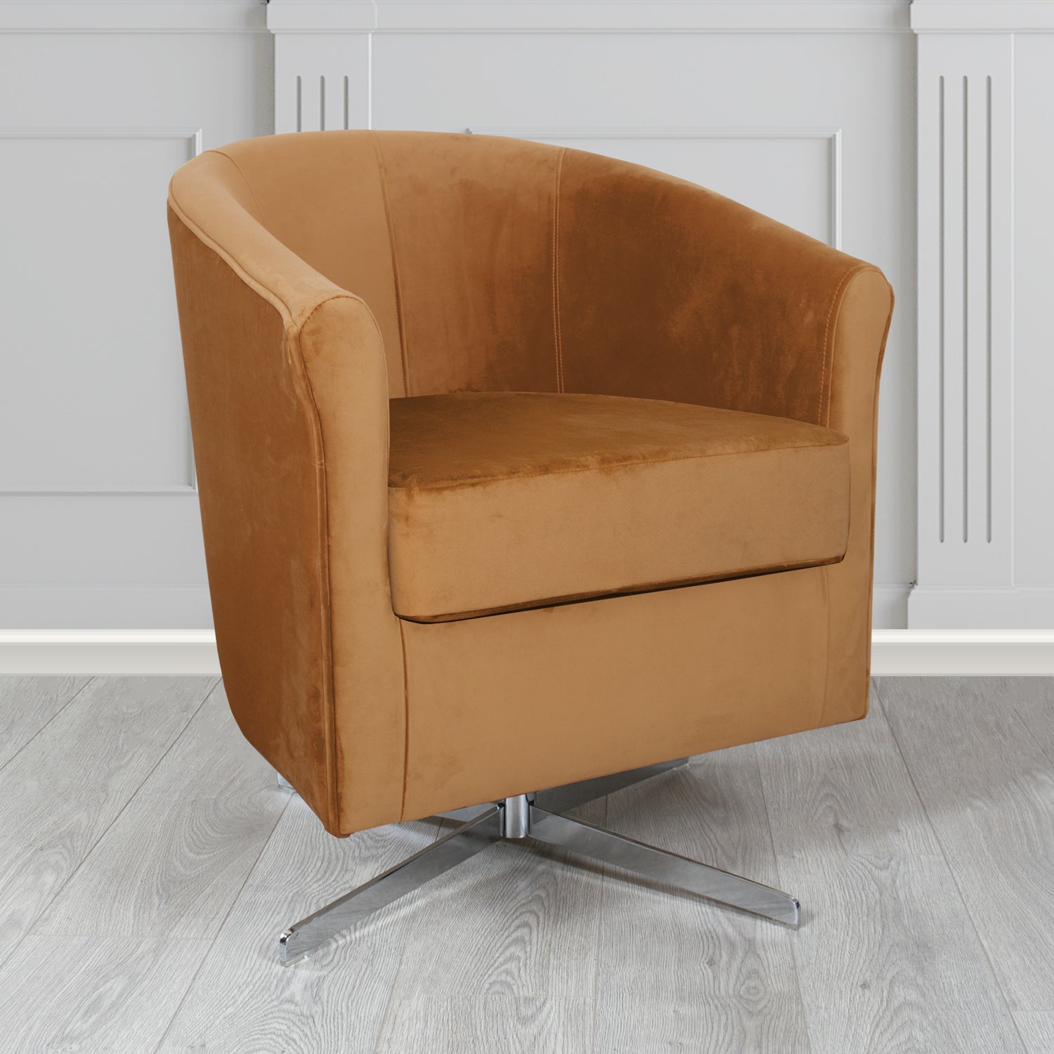 Cannes Swivel Tub Chair in Zinc Textile Z Suede Crib 5 Faux Suede Fabric