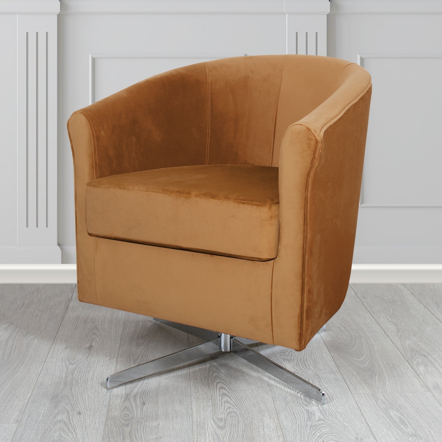 Cannes Swivel Tub Chair in Zinc Textile Z Suede Crib 5 Faux Suede Fabric