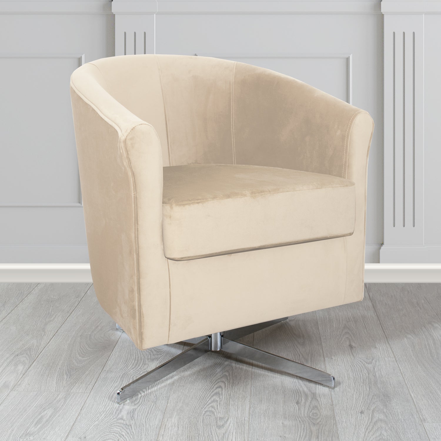 Cannes Swivel Tub Chair in Zinc Textile Z Suede Crib 5 Faux Suede Fabric
