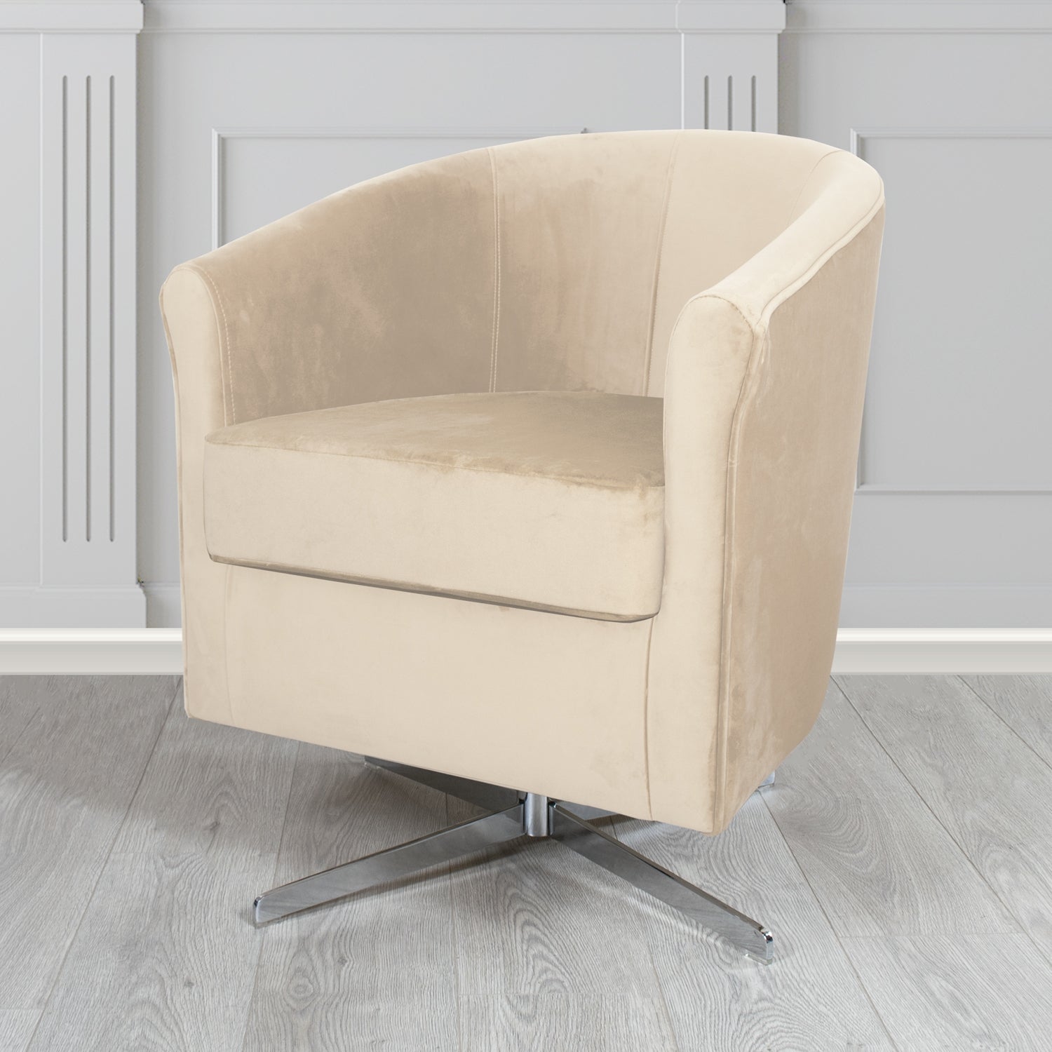 Cannes Swivel Tub Chair in Zinc Textile Z Suede Crib 5 Faux Suede Fabric