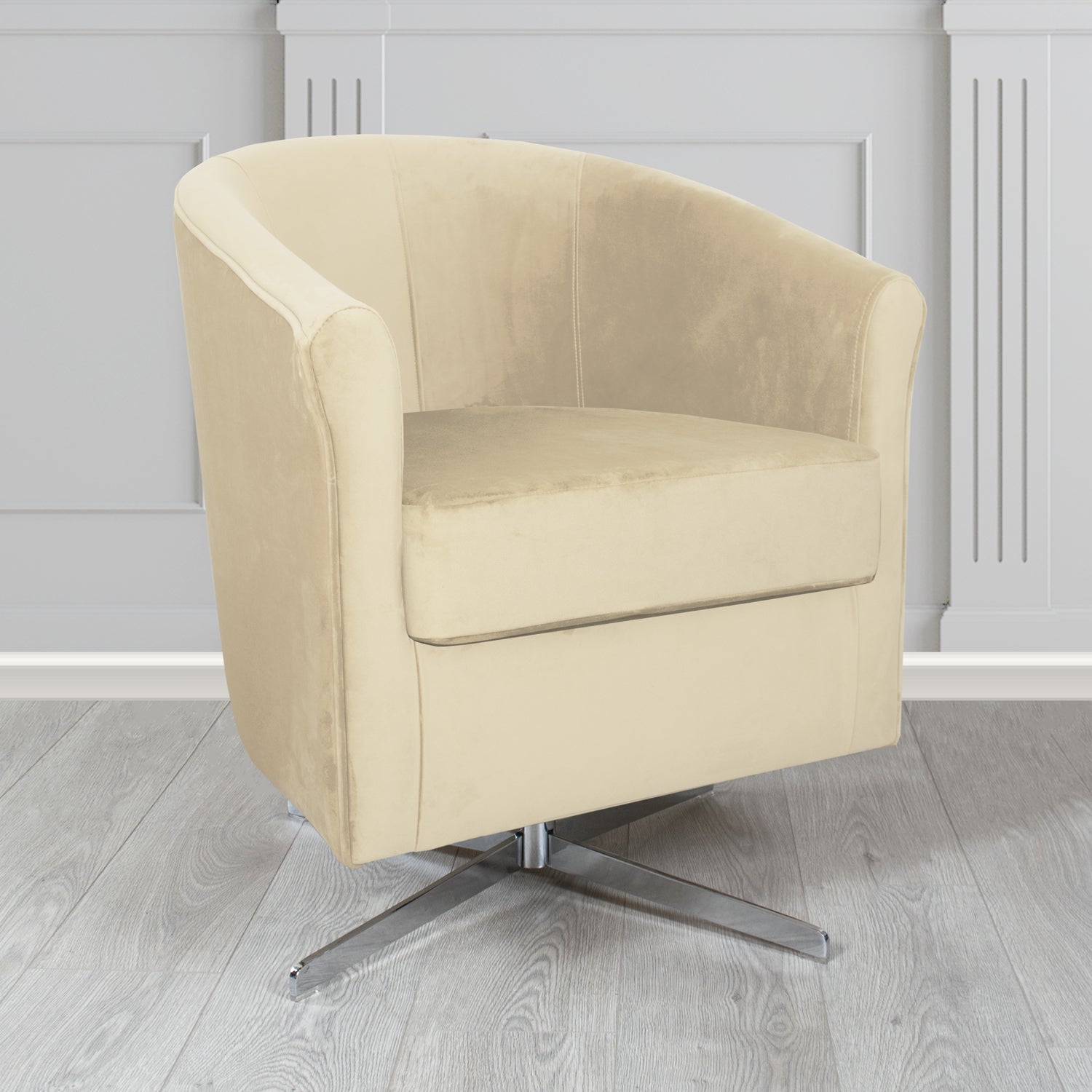 Cannes Swivel Tub Chair in Zinc Textile Z Suede Crib 5 Faux Suede Fabric