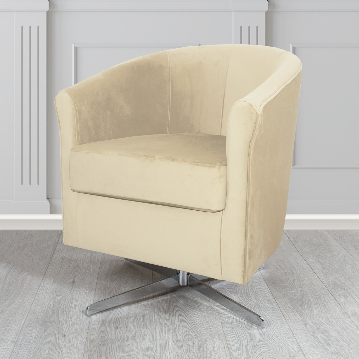 Cannes Swivel Tub Chair in Zinc Textile Z Suede Crib 5 Faux Suede Fabric