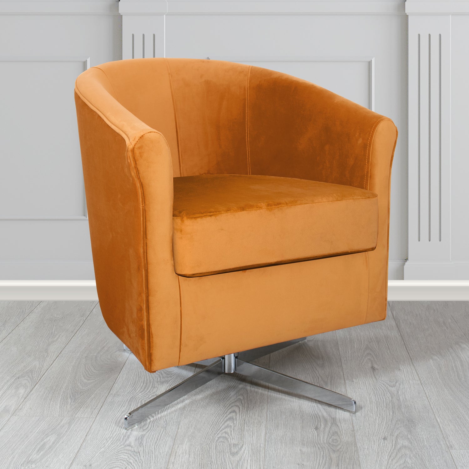 Cannes Swivel Tub Chair in Zinc Textile Z Suede Crib 5 Faux Suede Fabric