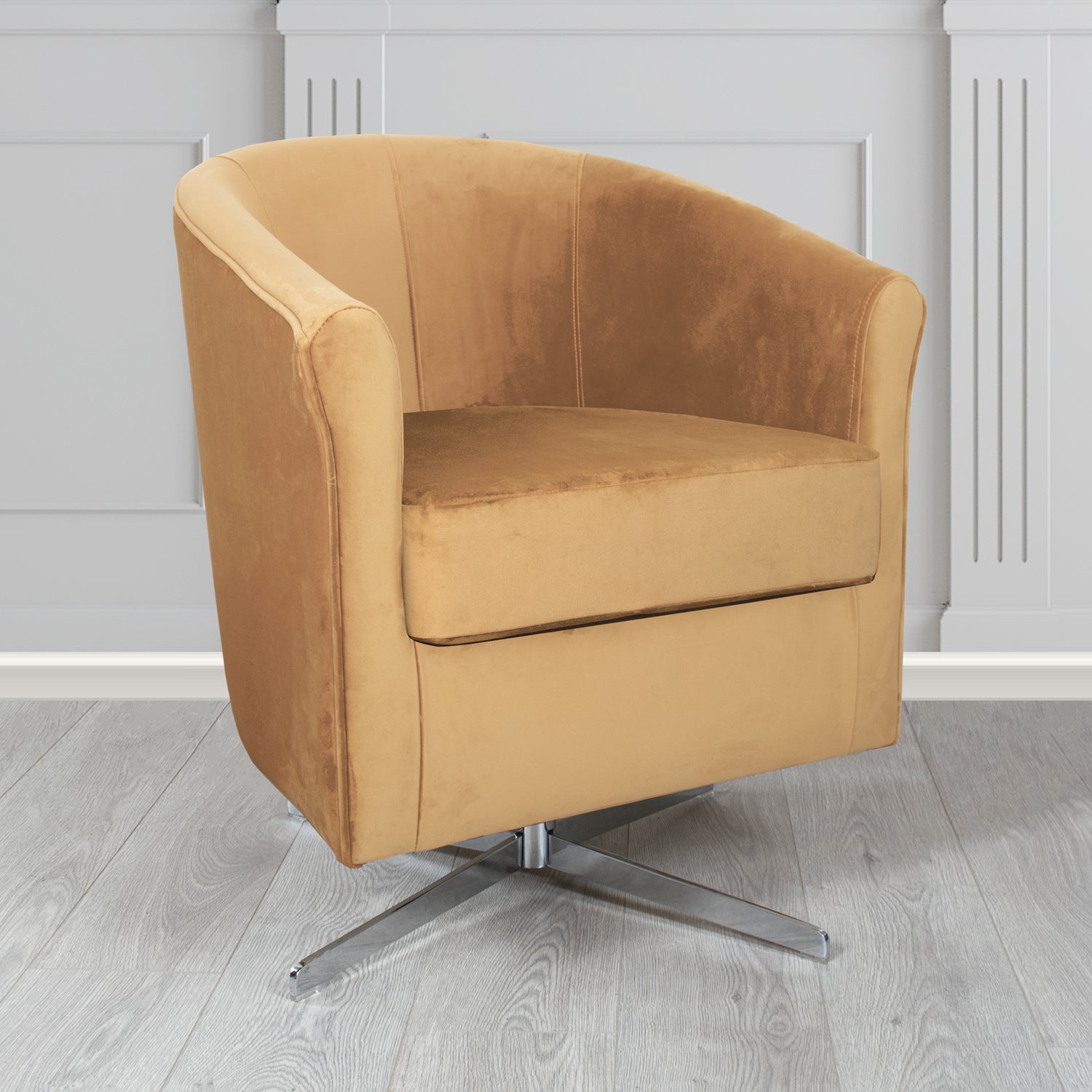 Cannes Swivel Tub Chair in Zinc Textile Z Suede Crib 5 Faux Suede Fabric