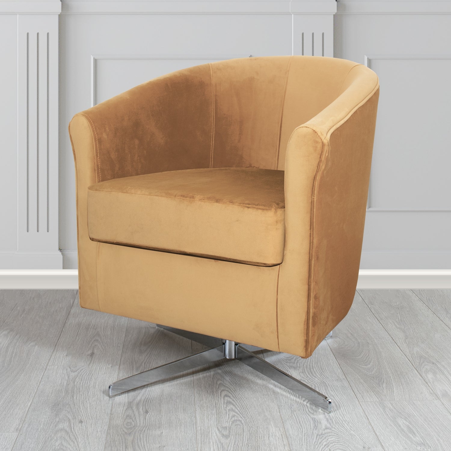 Cannes Swivel Tub Chair in Zinc Textile Z Suede Crib 5 Faux Suede Fabric