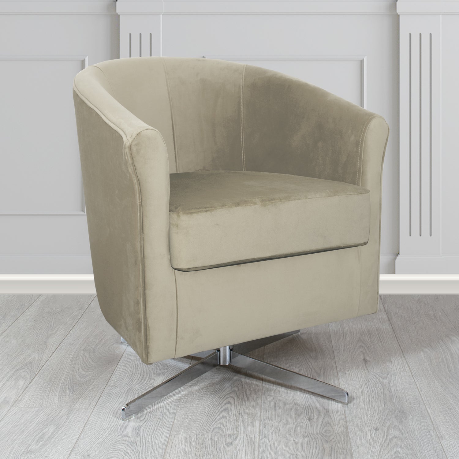 Cannes Swivel Tub Chair in Zinc Textile Z Suede Crib 5 Faux Suede Fabric