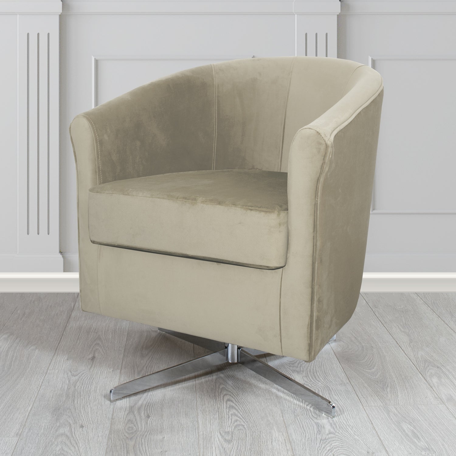 Cannes Swivel Tub Chair in Zinc Textile Z Suede Crib 5 Faux Suede Fabric