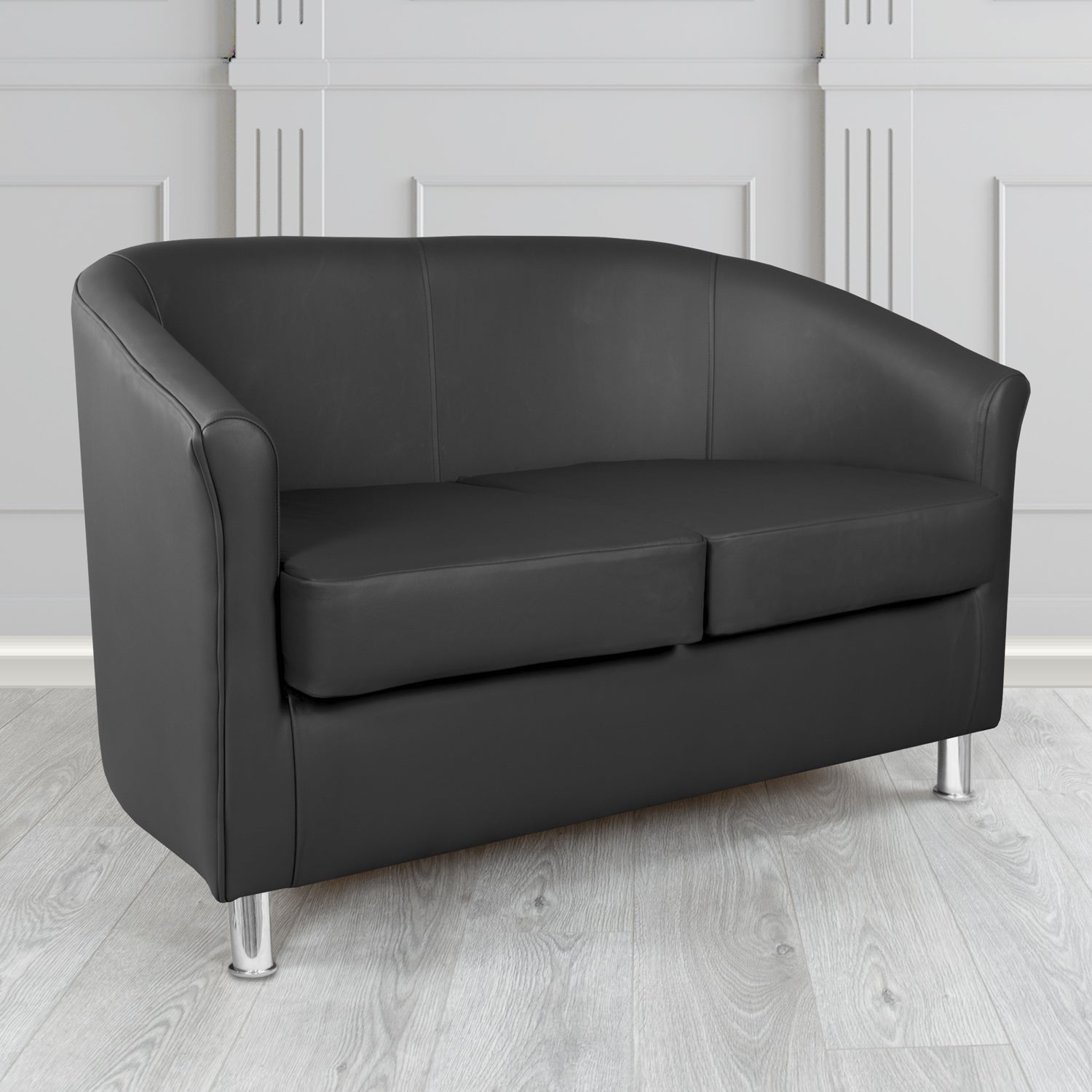 Como 2 Seater Tub Sofa in Cristina Marrone Memphis Antimicrobial Crib 5 Contract Faux Leather