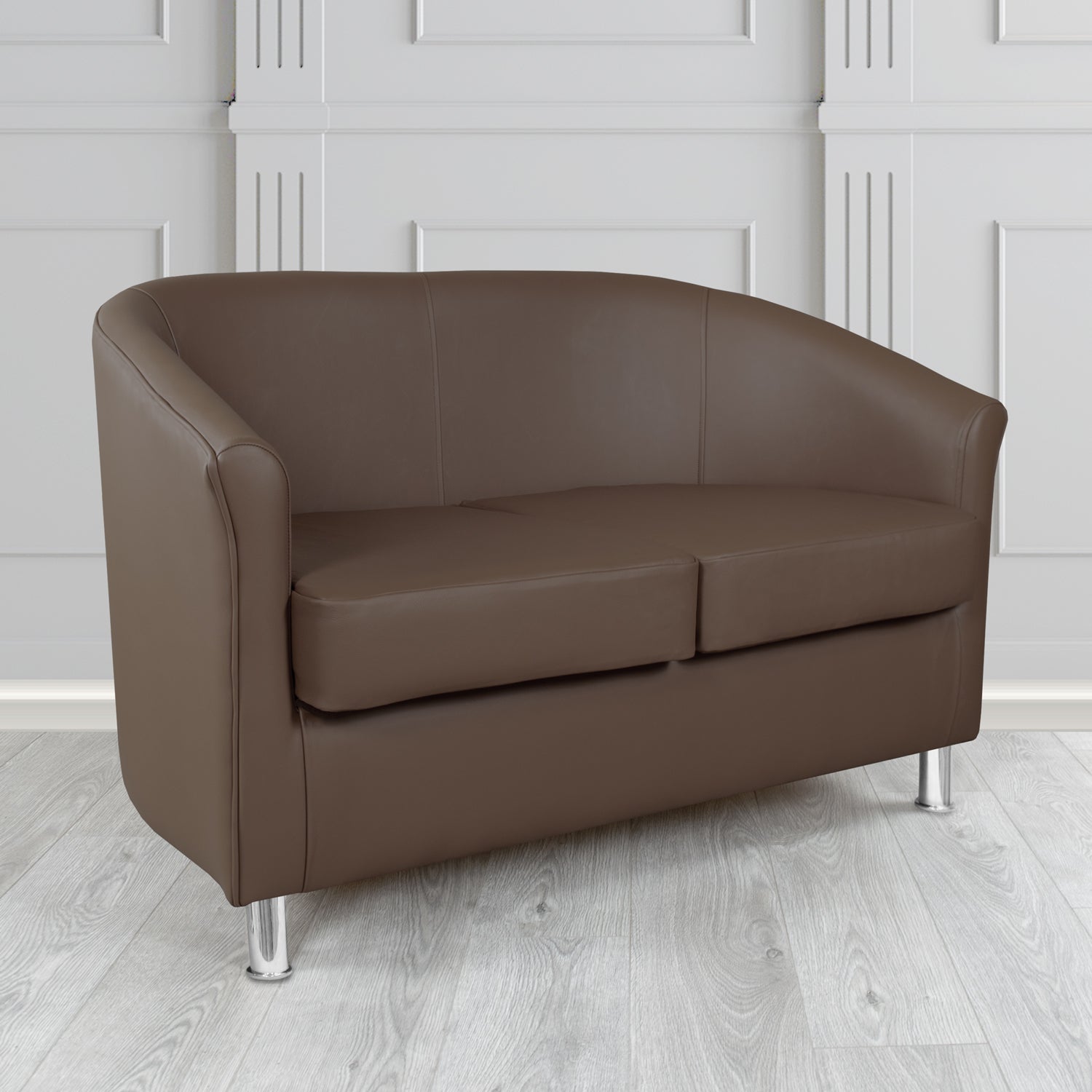 Como 2 Seater Tub Sofa in Cristina Marrone Maximo Antimicrobial Crib 5 Contract Faux Leather