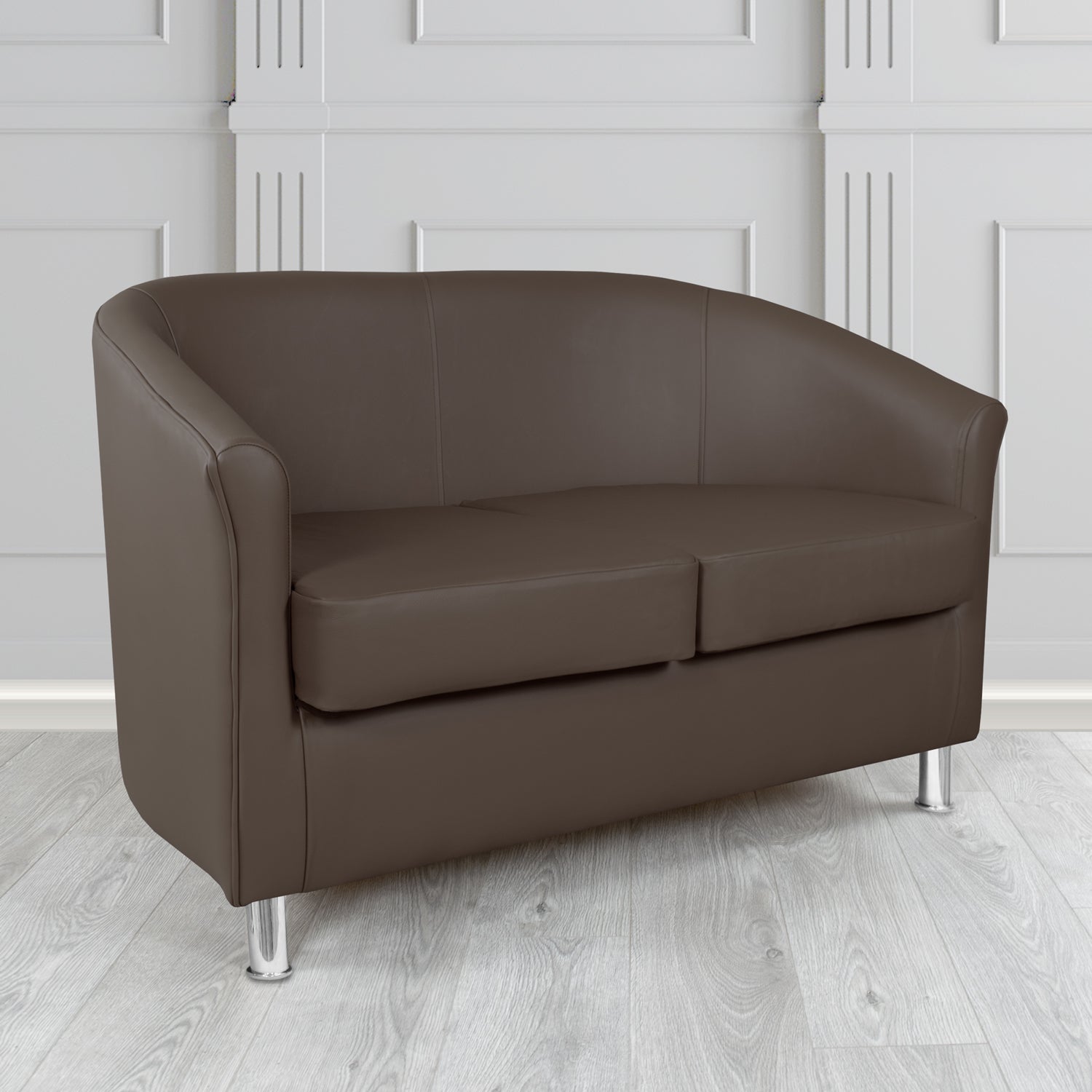 Como 2 Seater Tub Sofa in Cristina Marrone Maximo Antimicrobial Crib 5 Contract Faux Leather