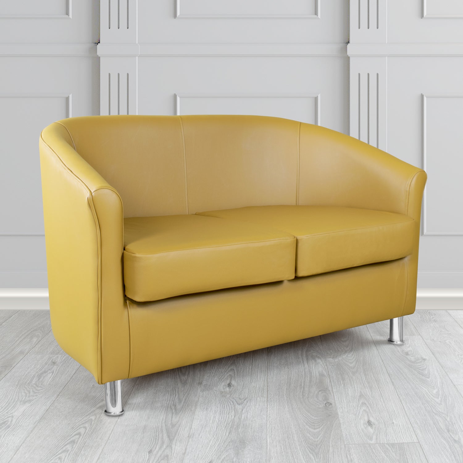 Como 2 Seater Tub Sofa in Cristina Marrone Maximo Antimicrobial Crib 5 Contract Faux Leather