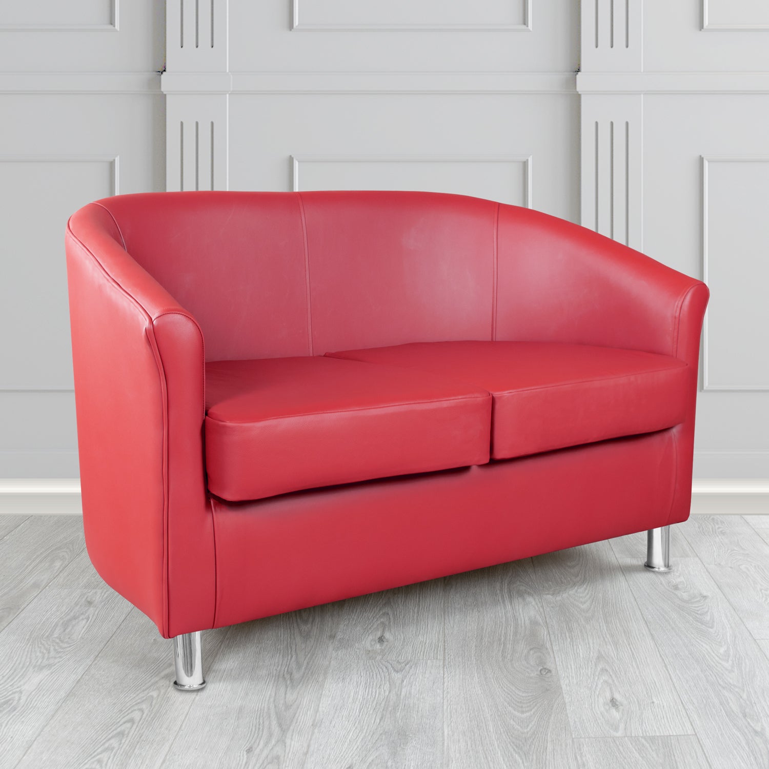 Como 2 Seater Tub Sofa in Cristina Marrone Maximo Antimicrobial Crib 5 Contract Faux Leather