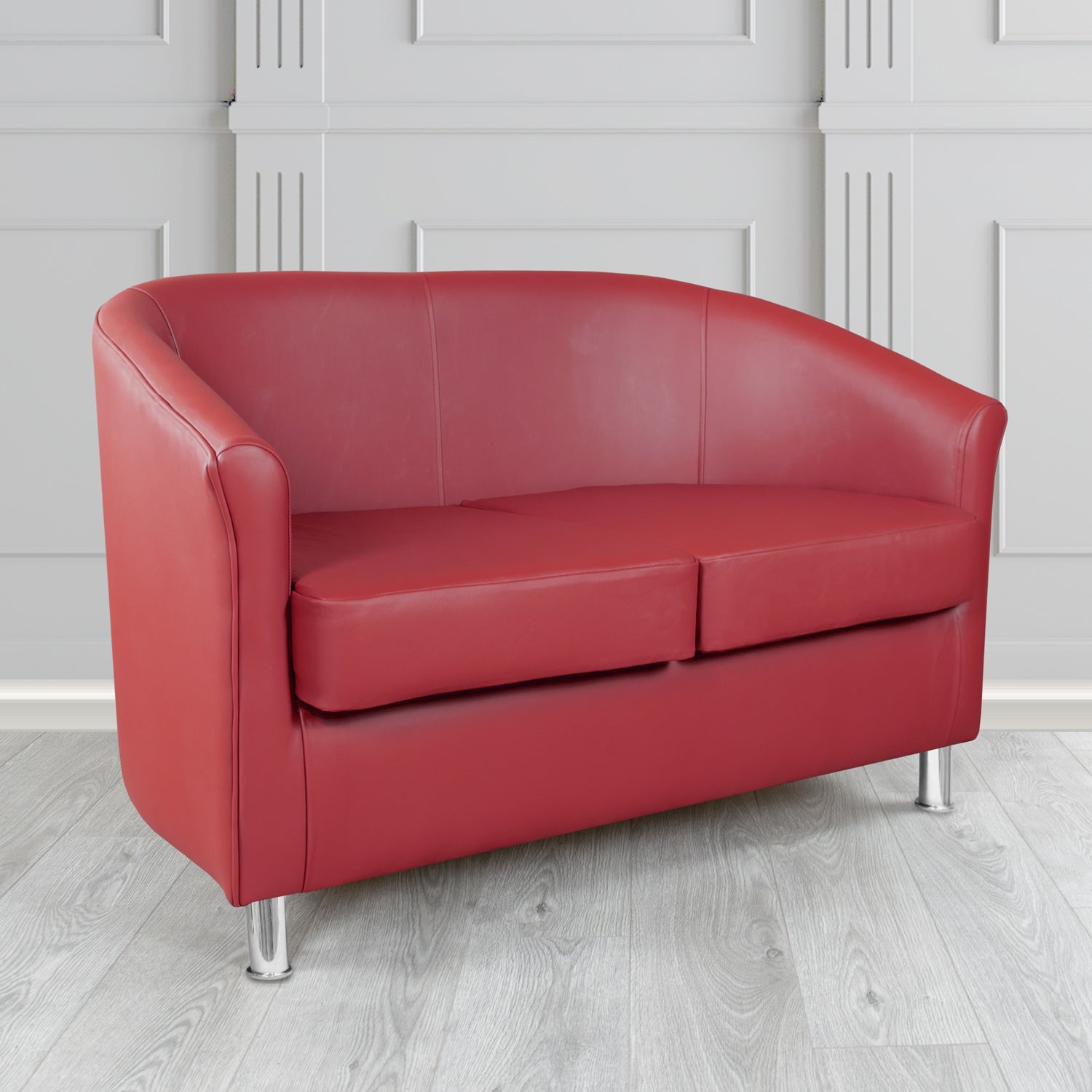 Como 2 Seater Tub Sofa in Cristina Marrone Maximo Antimicrobial Crib 5 Contract Faux Leather