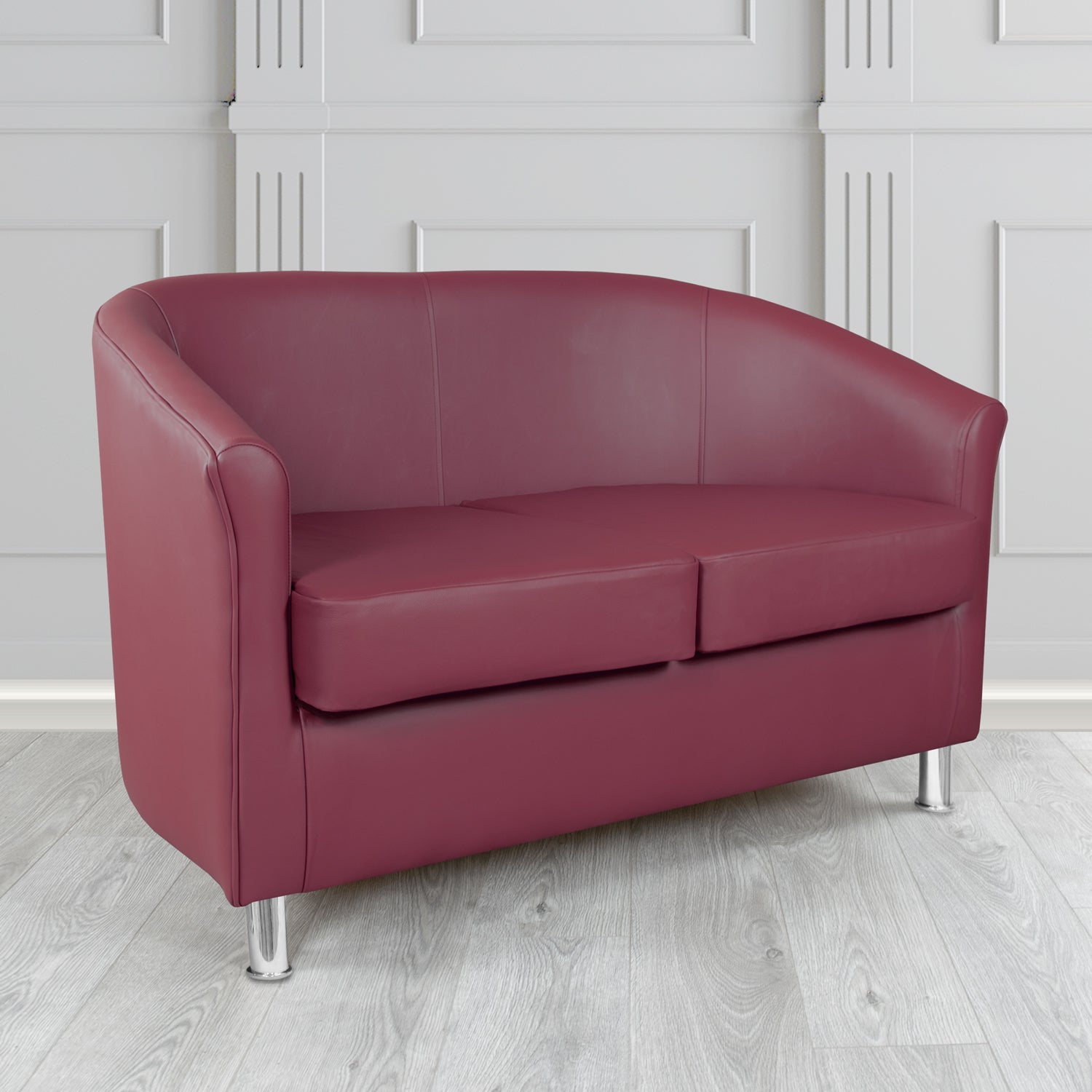 Como 2 Seater Tub Sofa in Cristina Marrone Maximo Antimicrobial Crib 5 Contract Faux Leather