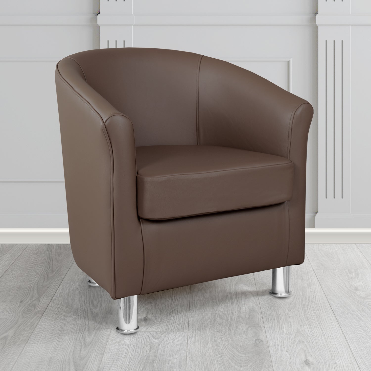 Como Tub Chair in Cristina Marrone Maximo Antimicrobial Crib 5 Contract Faux Leather