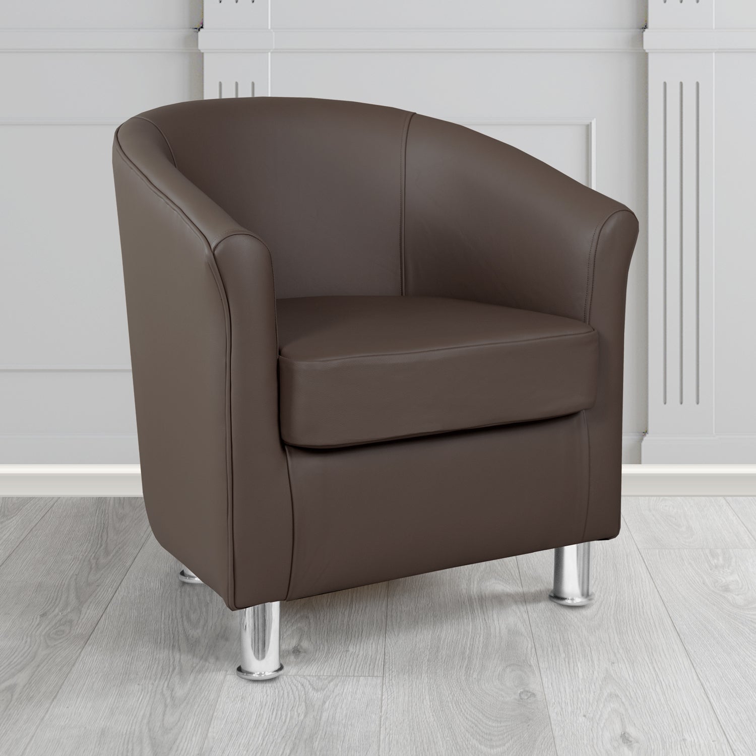 Como Tub Chair in Cristina Marrone Maximo Antimicrobial Crib 5 Contract Faux Leather