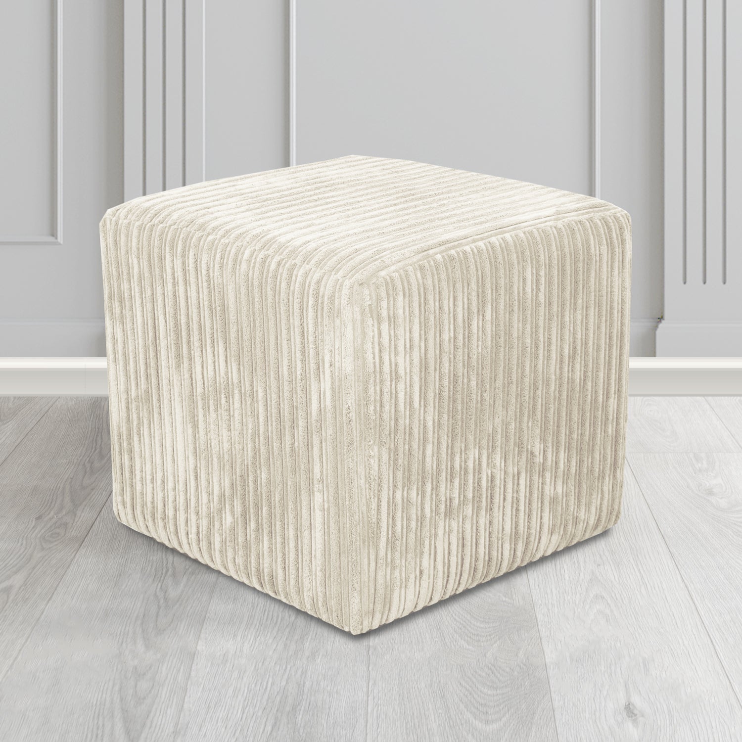 Paris Cube Footstool in Conway Plain Textured Fabric