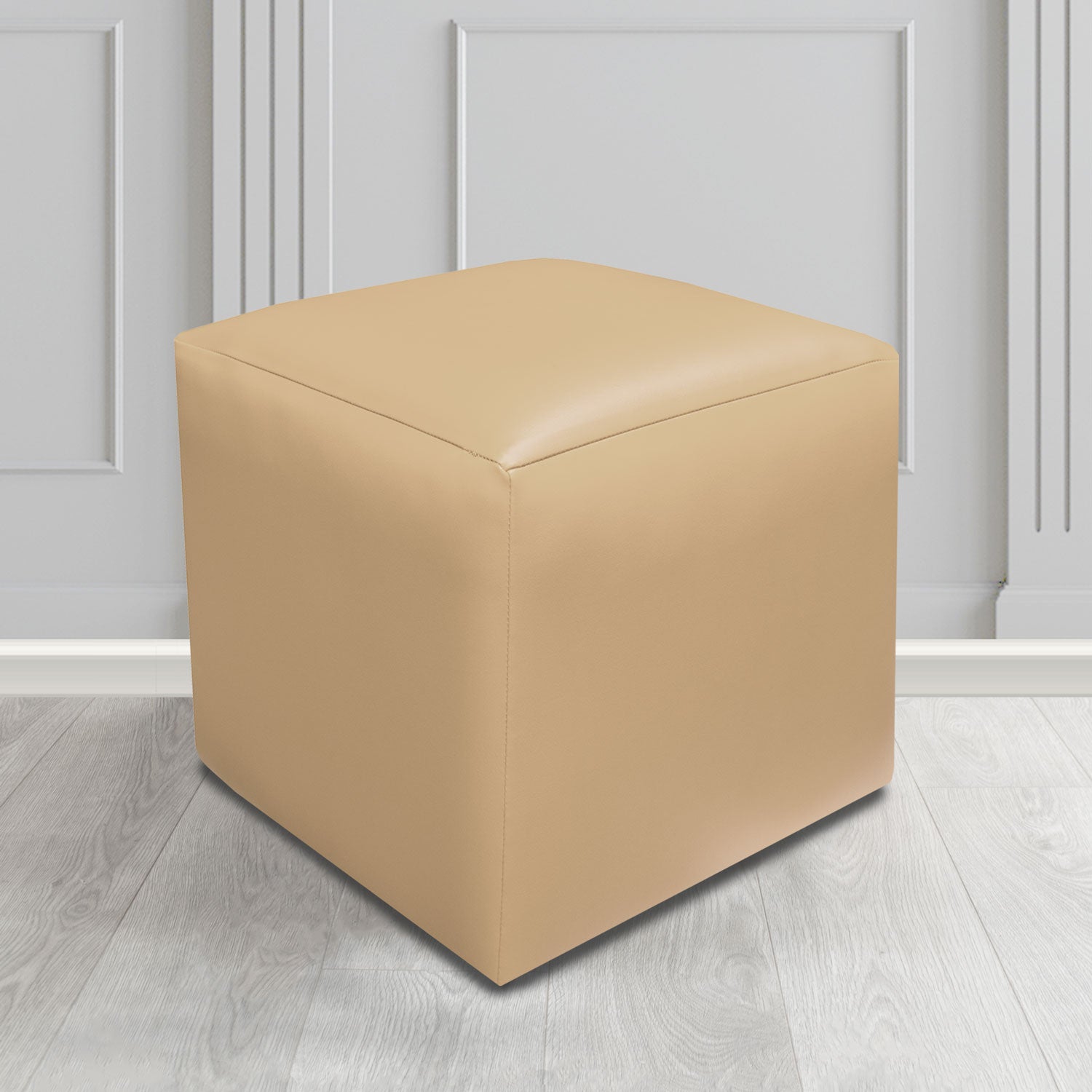 Paris Cube Footstool in Chieftain Fabrics Just Colour Crib 5 Faux Leather