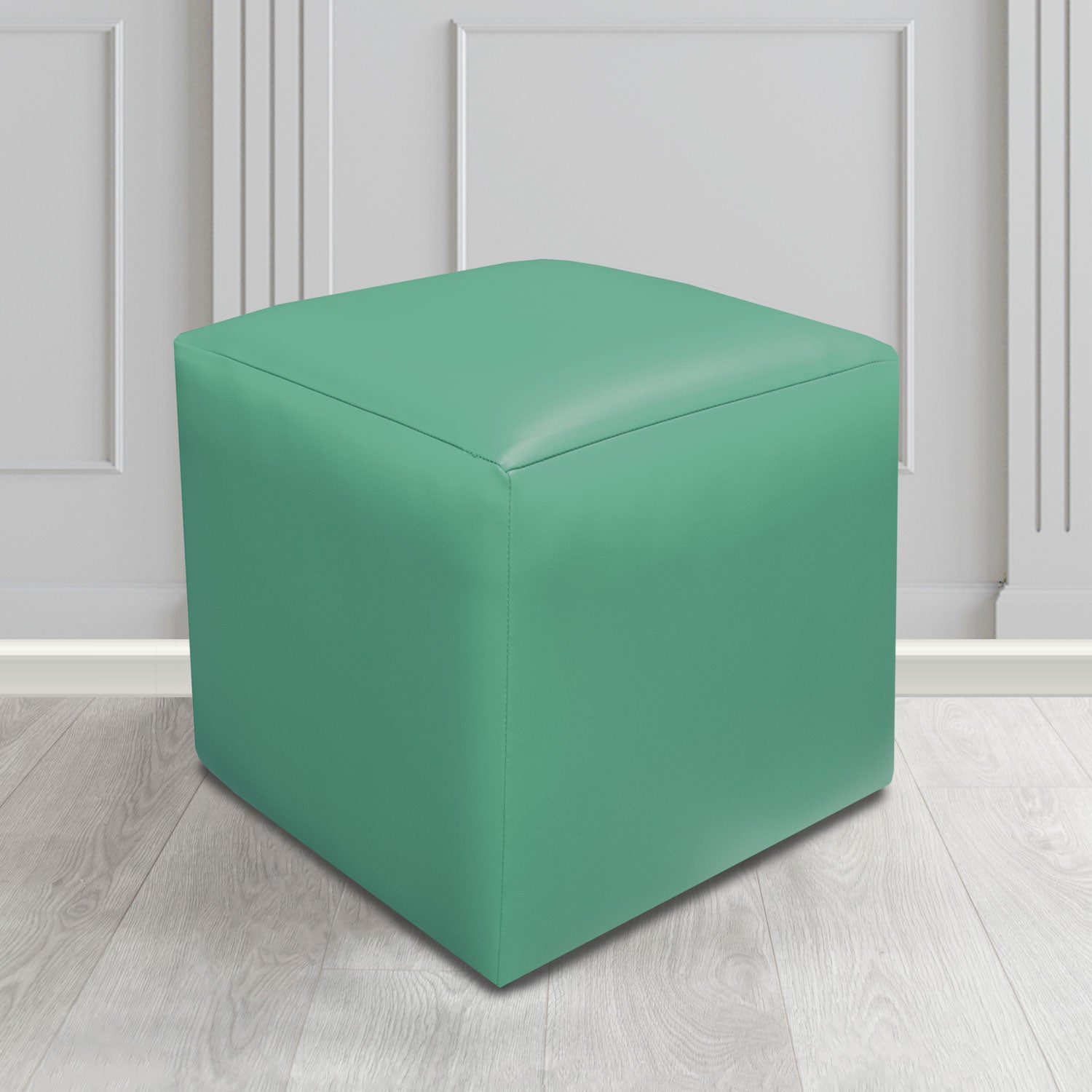 Paris Cube Footstool in Chieftain Fabrics Just Colour Crib 5 Faux Leather