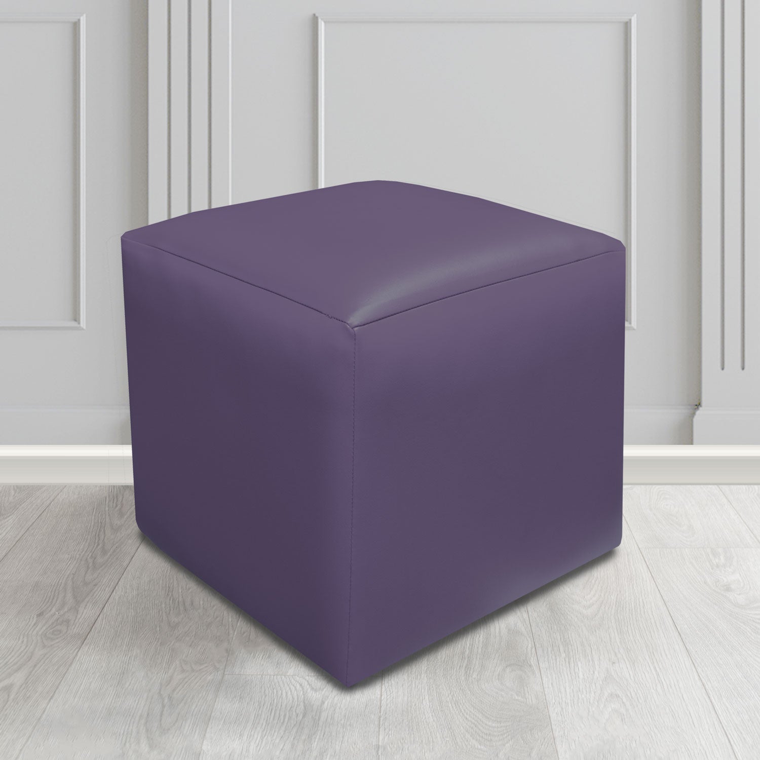 Paris Cube Footstool in Just Colour Crib 5 Faux Leather