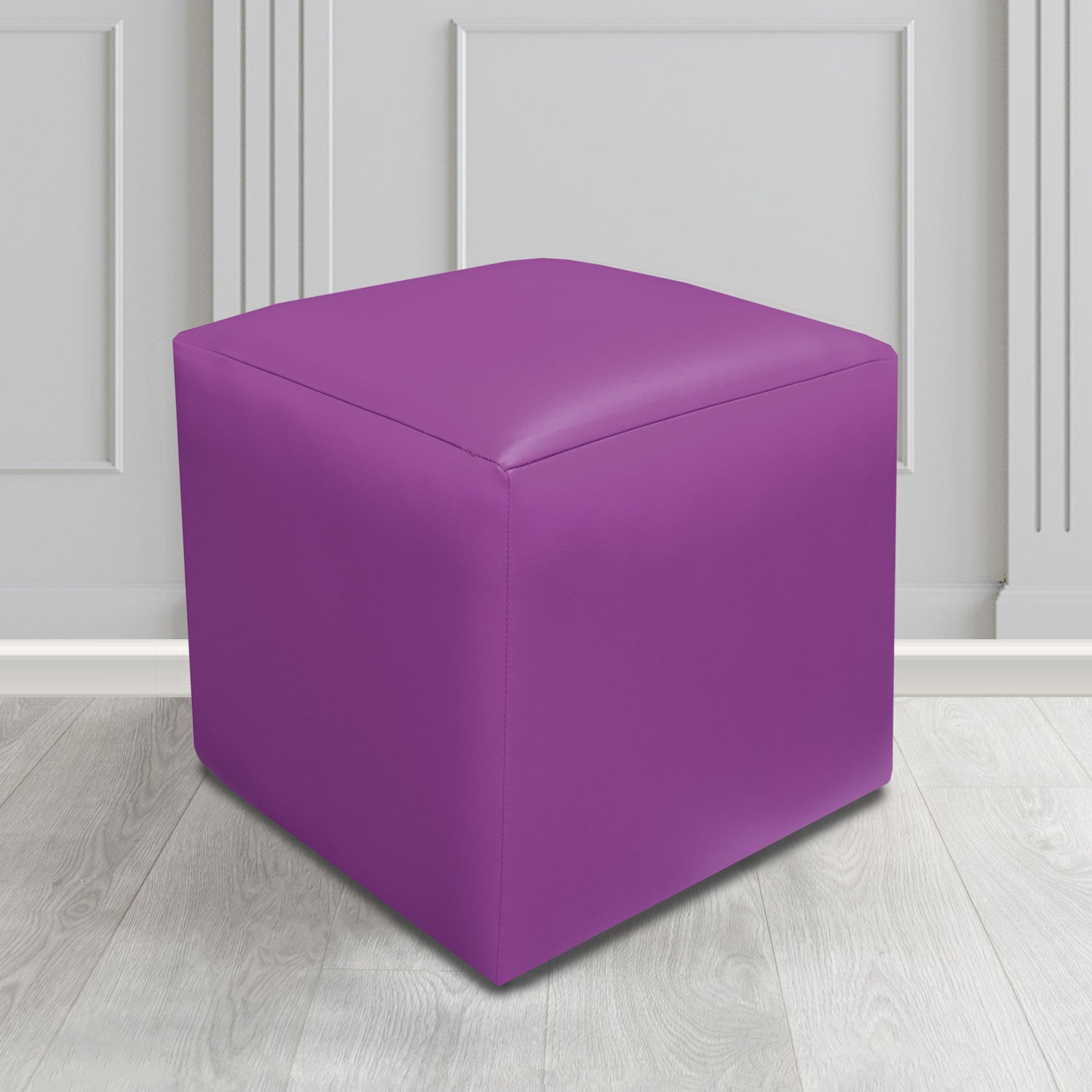 Paris Cube Footstool in Just Colour Crib 5 Faux Leather