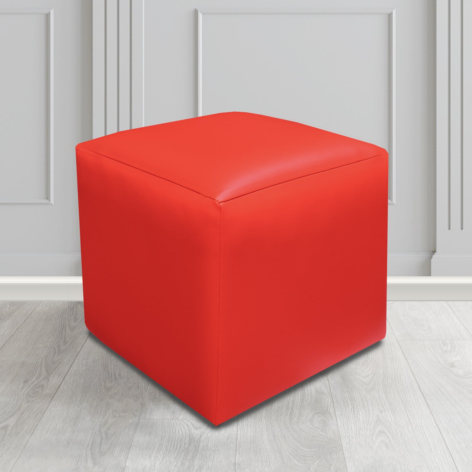 Paris Cube Footstool in Just Colour Crib 5 Faux Leather