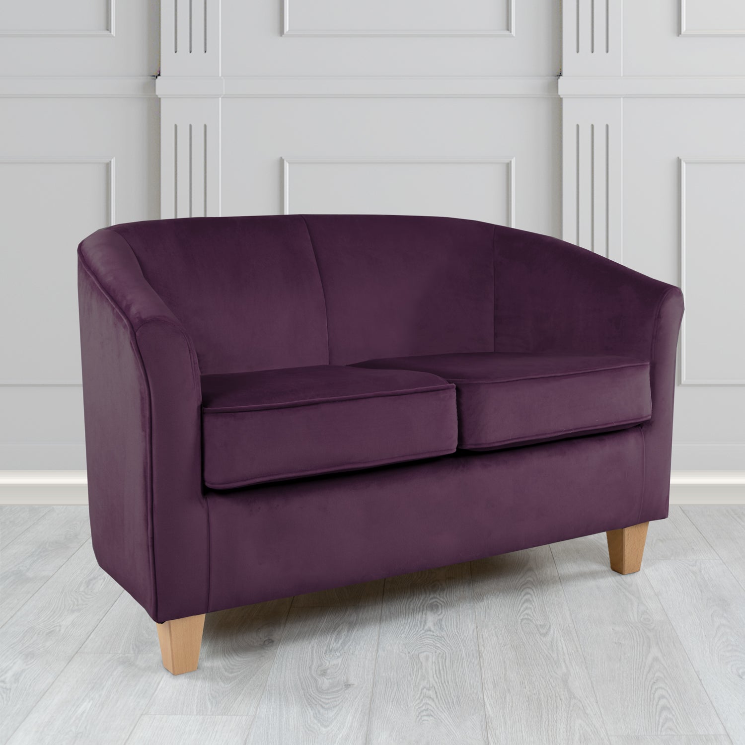 Devon 2 Seater Tub Sofa in Cristina Marrone Passione Velvet Fabric