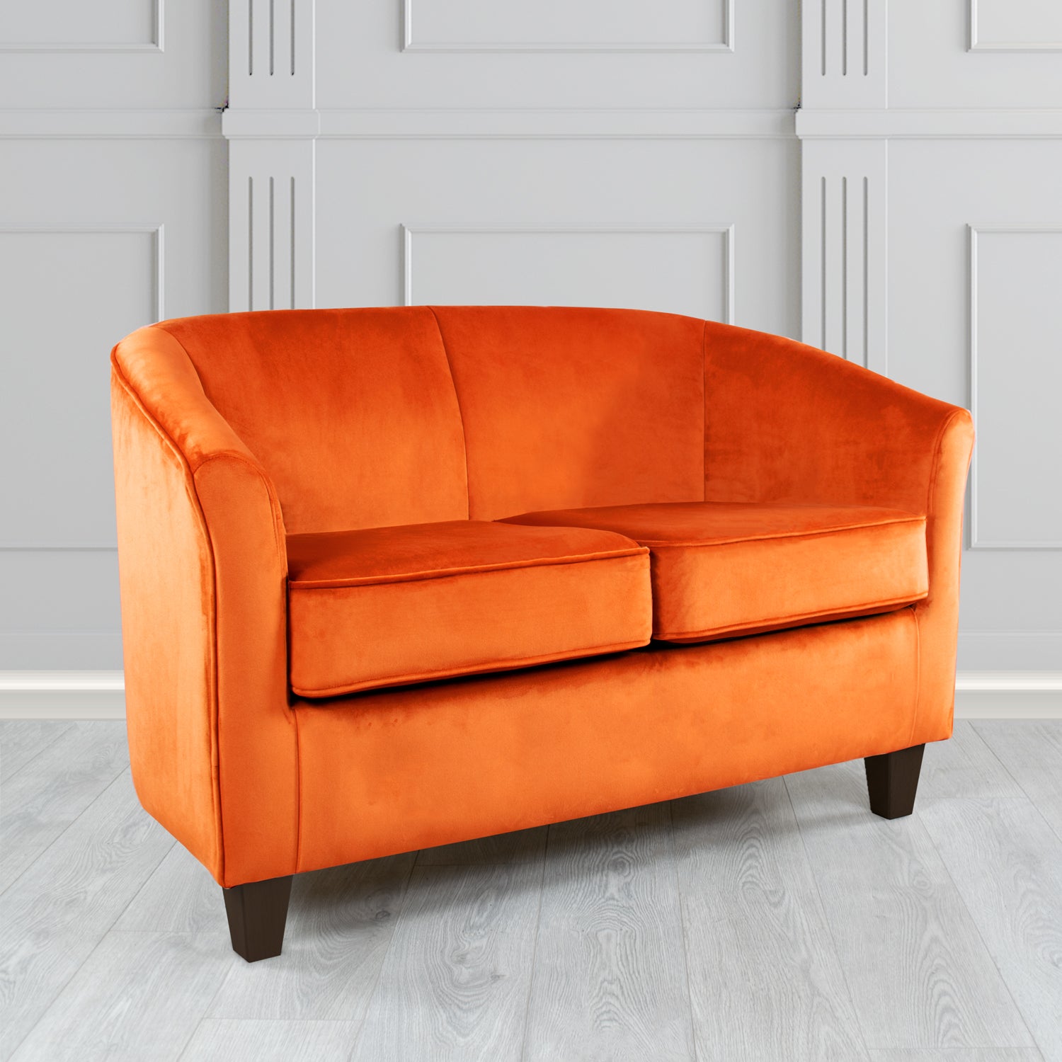 Devon 2 Seater Tub Sofa in Cristina Marrone Passione Velvet Fabric